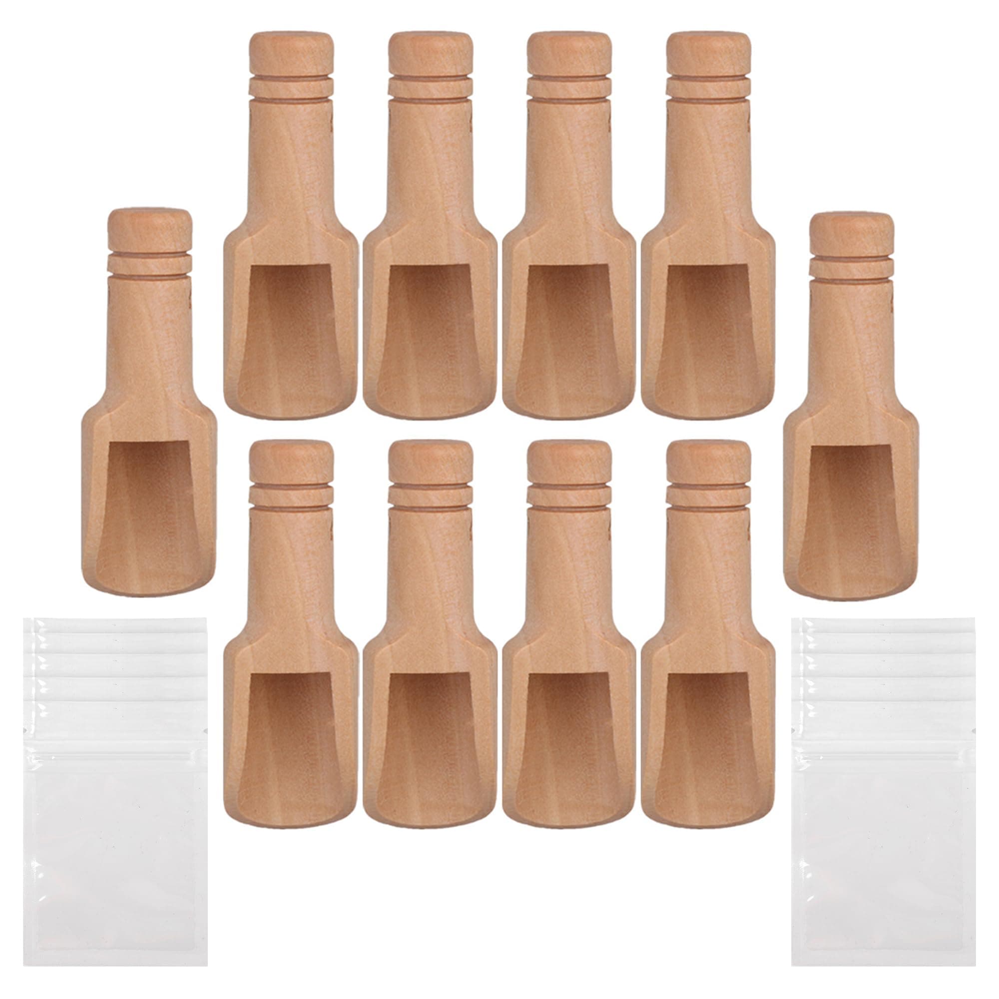 Mxfans Small Salt Scoop Natural Wood Multi-Purpose Wooden Spoon 75x25mm Pack of 10