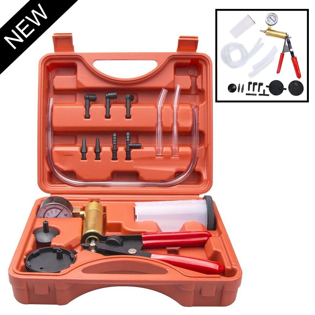 Handheld Vacuum Pump Set Tester for Automotive with Adapters Brake Bleeder Test Kit