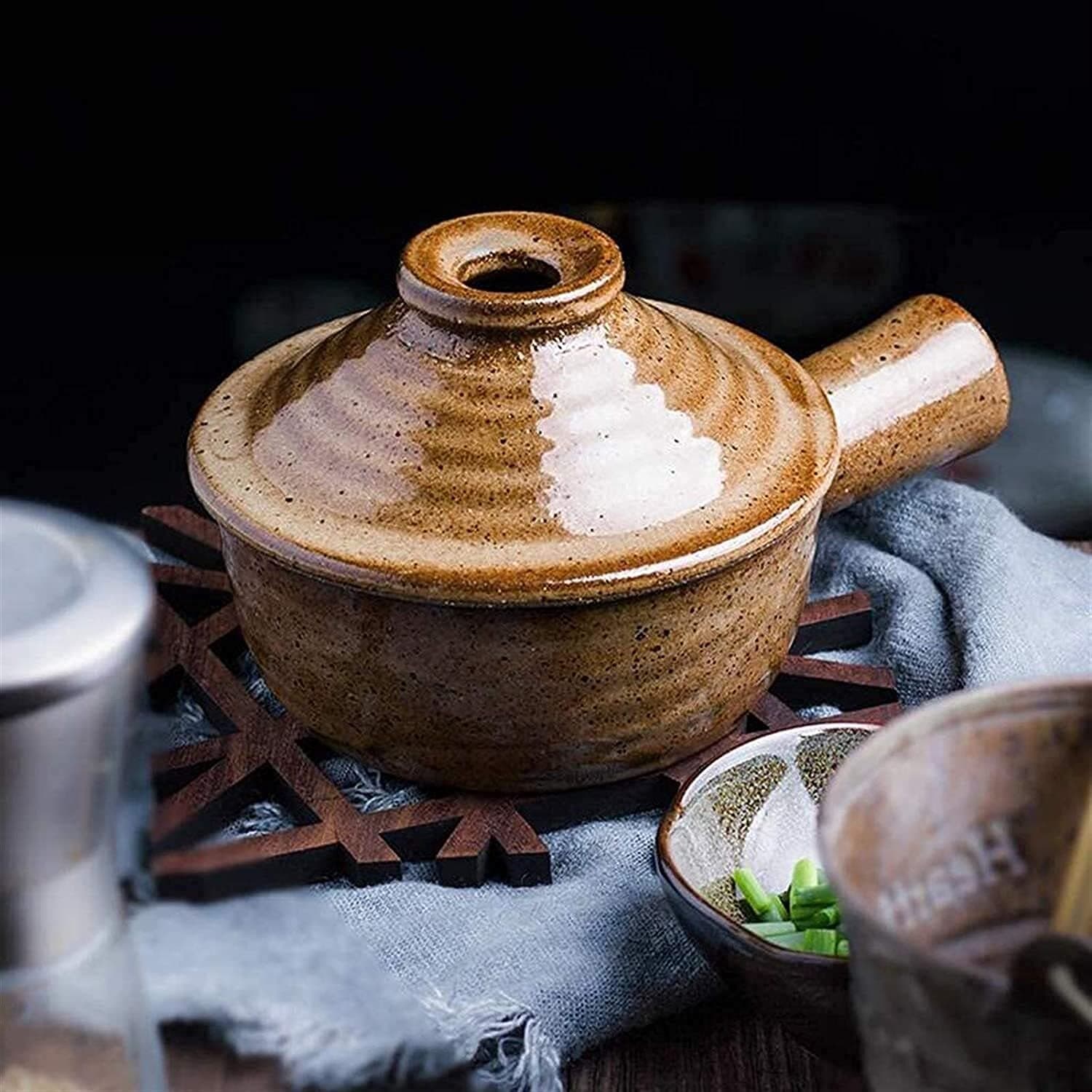 JHYSSoup Casserole Kimmyer Ceramic Pot,6 Quart Heavy Duty Heat Proof Soup Pot/Clay Casserole,Suitable For 5 To 8 People,for Baked Goods,stews,pies,seafood Bisque Casserole D