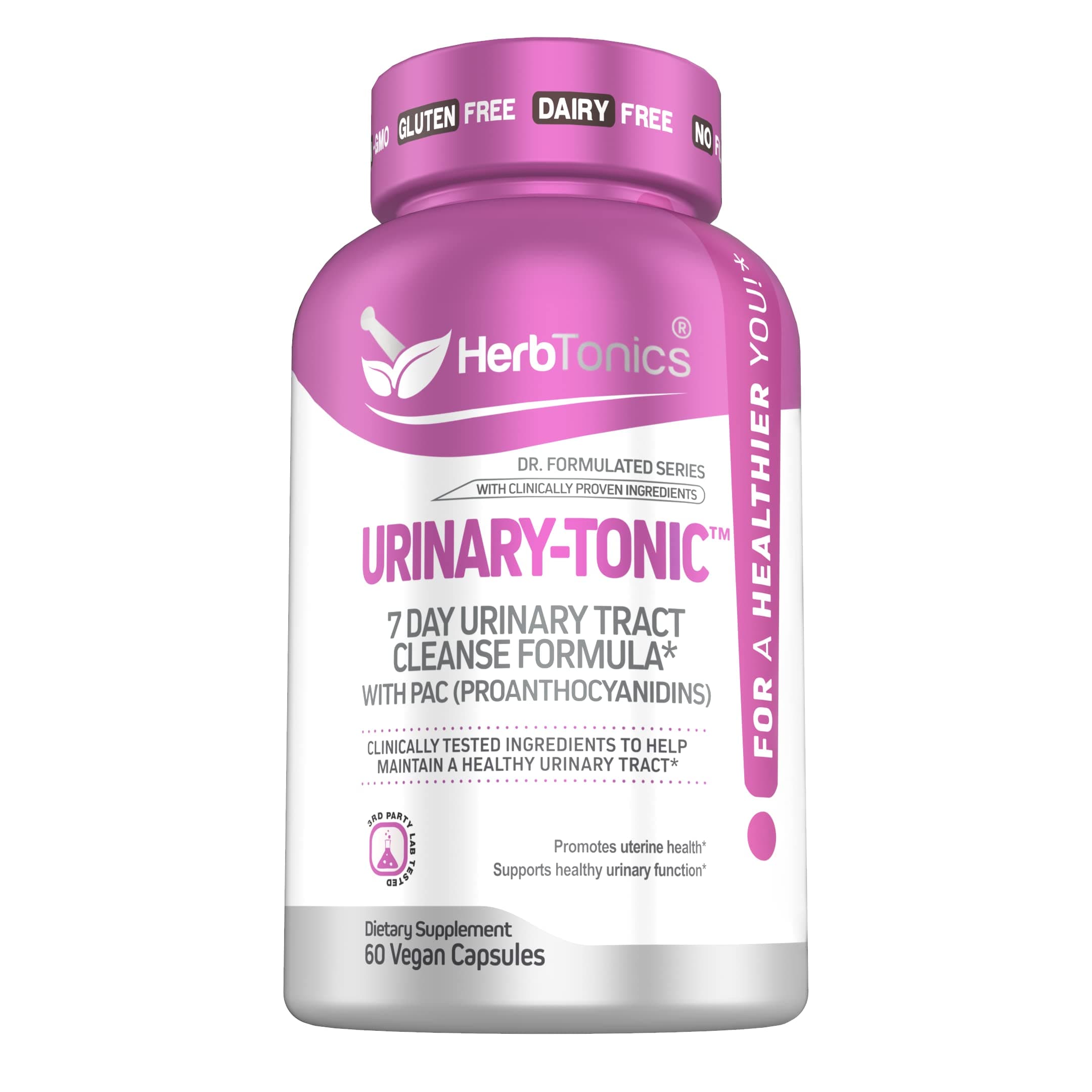 Herbtonics Urinary Tract Cleanse Treatment Formula (UTI) with 36 mg PAC Medical-Grade Cranberry Supplement for UTI Prevention with D-Mannose