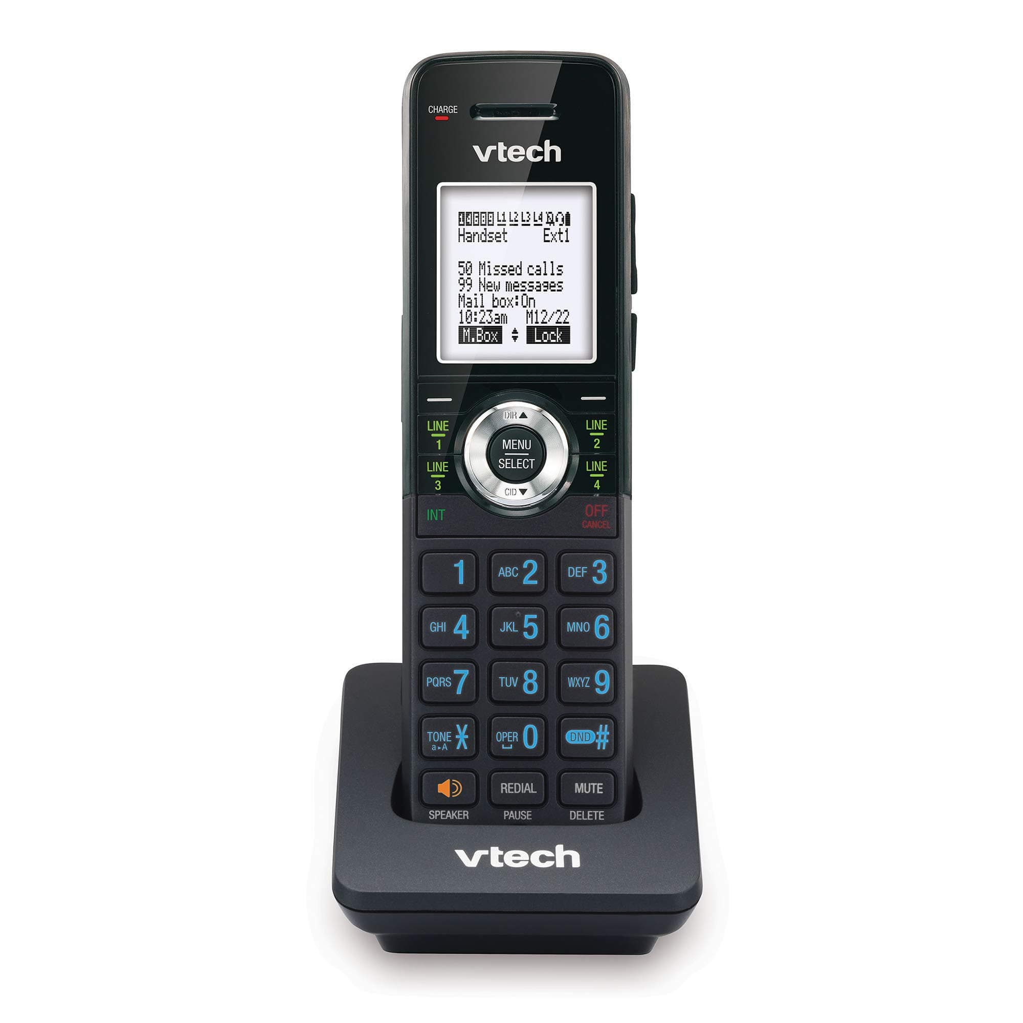 AM18047 Cordless Accessory Handset for AM18447 4-Line Small Business Phone System - DECT 6.0, Full-Duplex Speakerphone, Caller ID, Expandable, Black