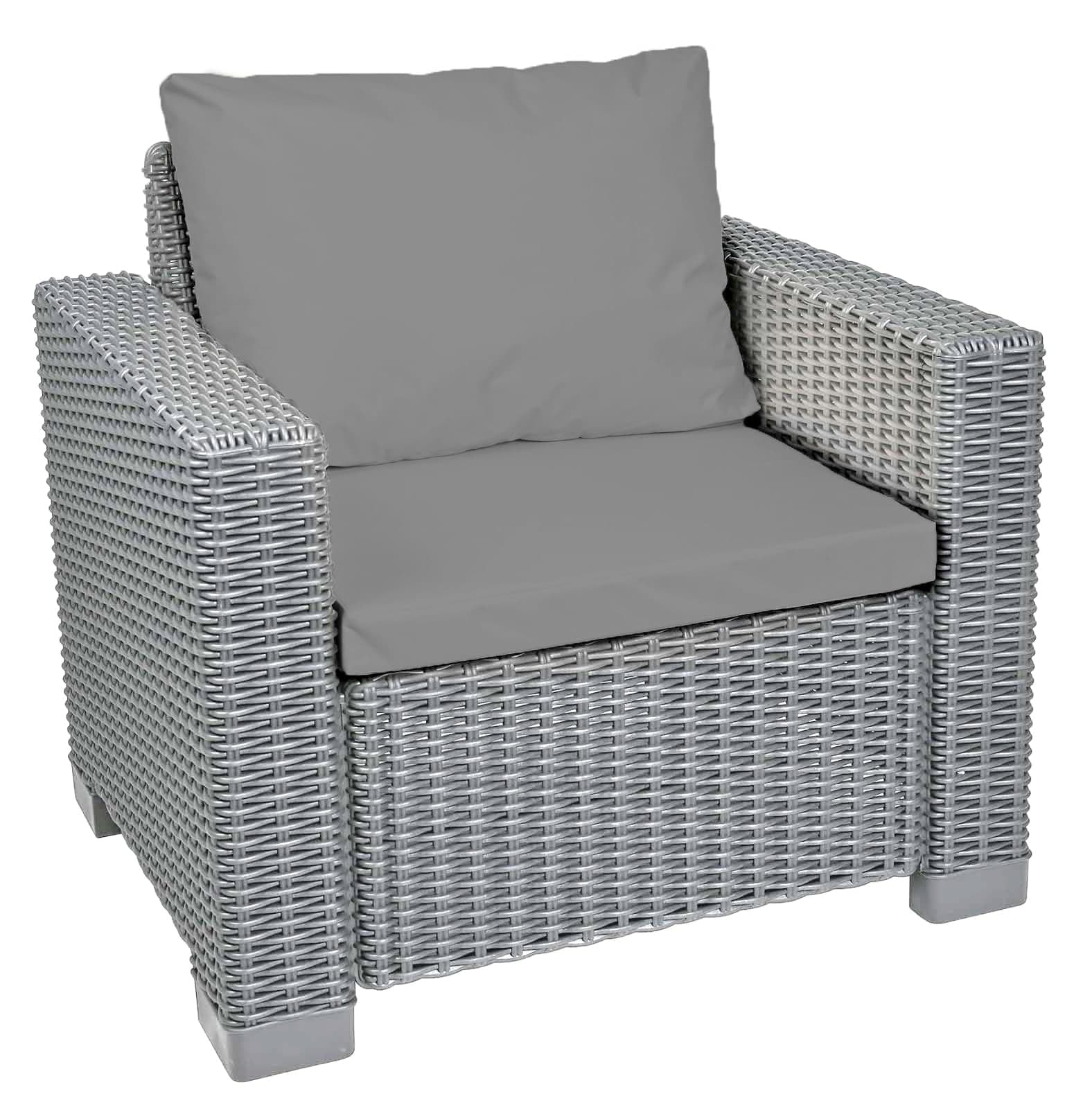 Rattan Furniture Cushion Waterproof Outdoor Seat Pad For Rattan Garden Furniture Chair Cushion Padding Patio 2, 3 or 4 Seater Comfy Set Sofa Cushions Pads Removable Cover (2 Pc Gray Armchair)