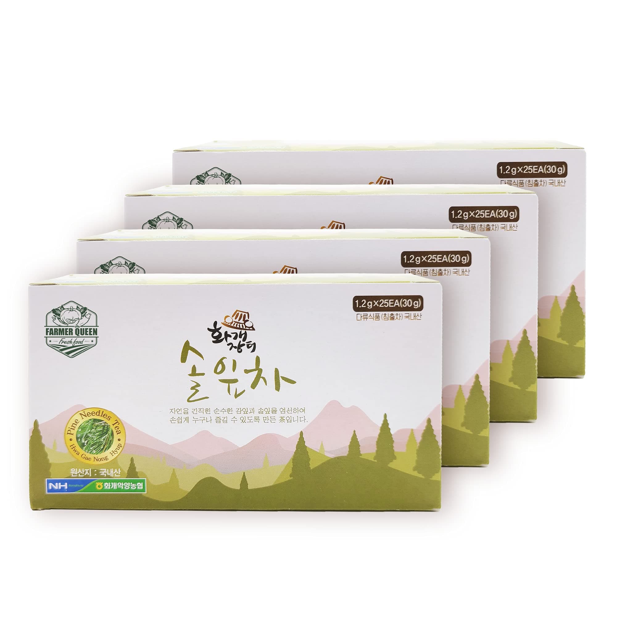 (1~4pack) Korean Seasonal Pine Needle Tea Bag - Natural Suramin, Rutin, Caffeine-Free Individually wrapped 4 Box(100T) Official