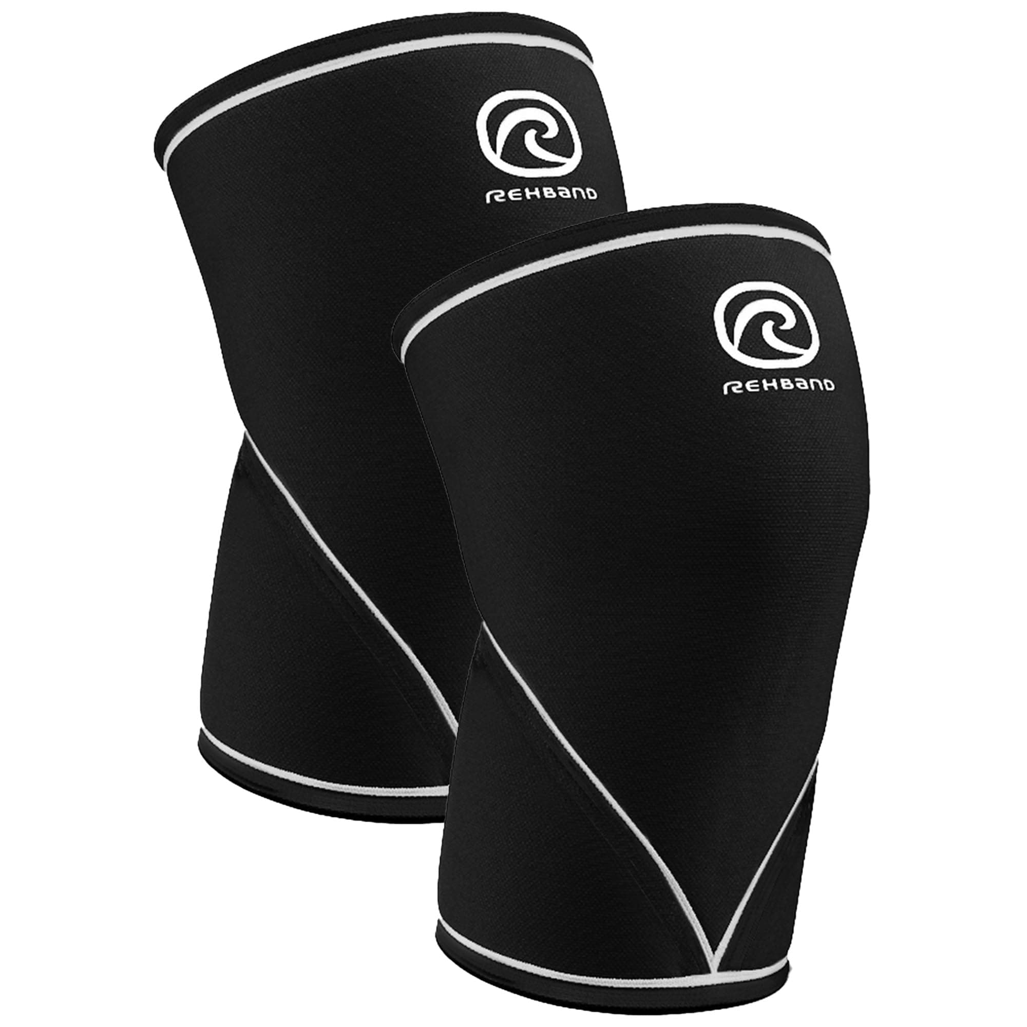 Rehband 7051 Classic 7mm V-Knee-Sleeve for Weightlifting, Competition Grade Powerlifting Knee Sleeve, Compression Sleeve for Crossfit, Squats, Gym, Colour:Black - 1 Pair, Size:X-Large