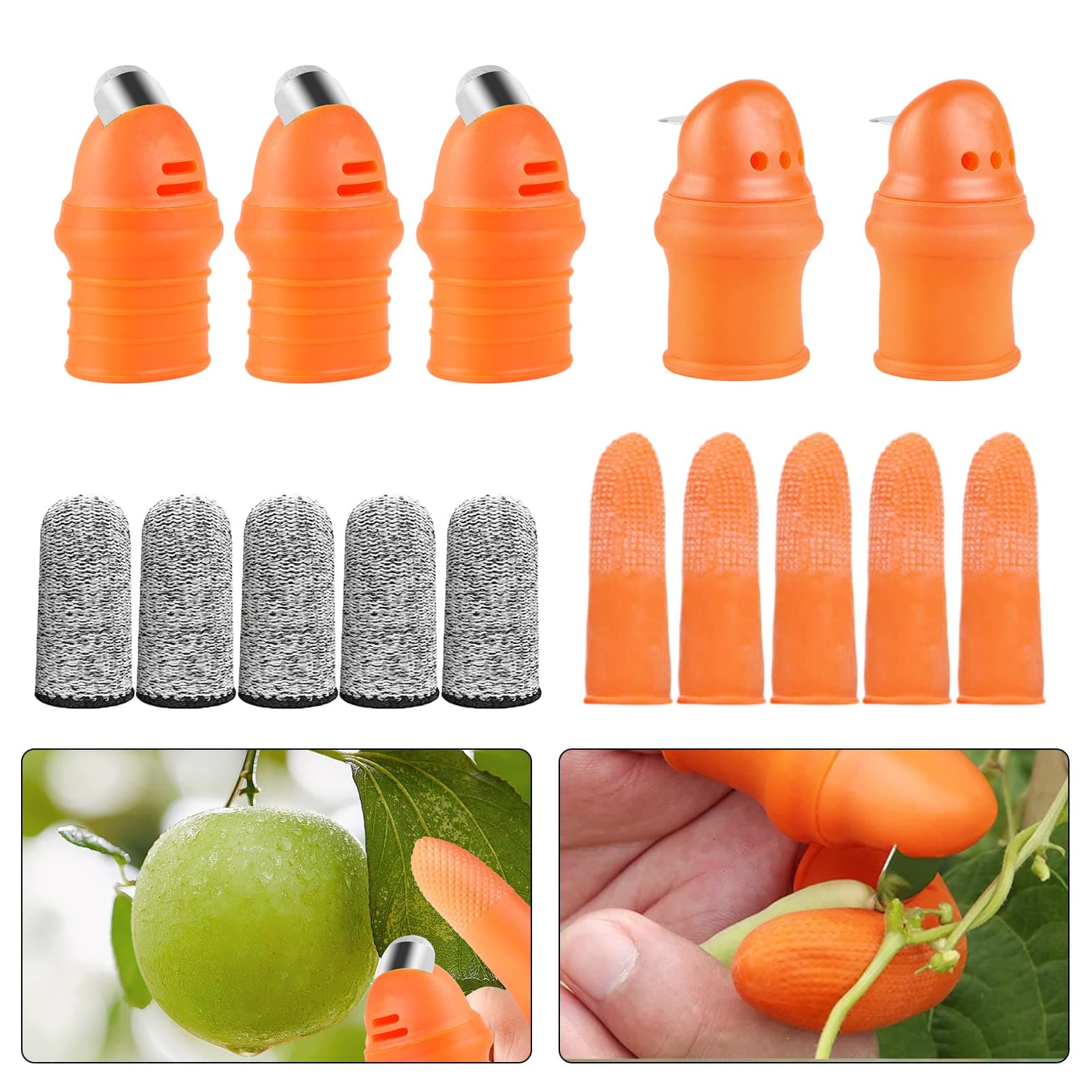 Gardening Thumb Knife Picking Tool – 15 Pack Upgrade Silicone Harvesting Gardening Tool Set Sharp Separator Finger Vegetable Plant Fruit Picking Knife Garden Gifts Convenient Safety Portable (Large)