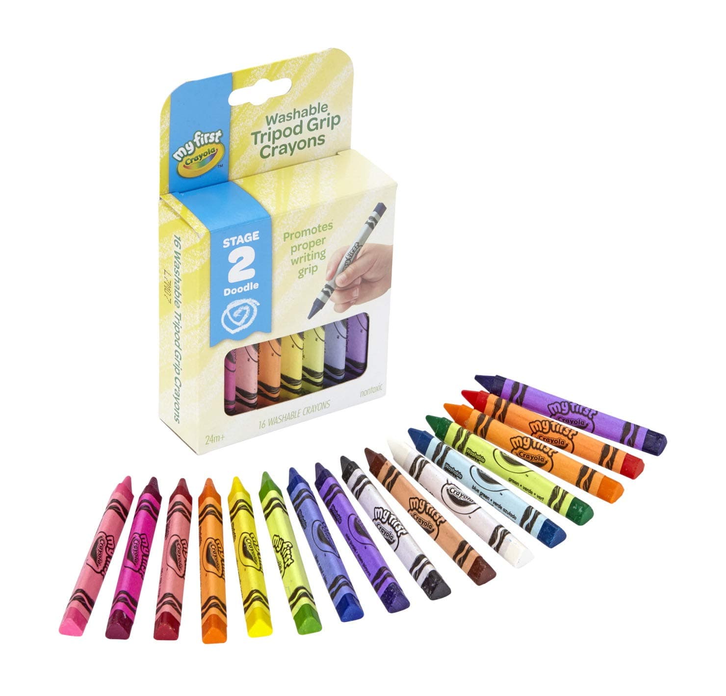My First, Washable Tripod Crayons for Toddlers, 16ct