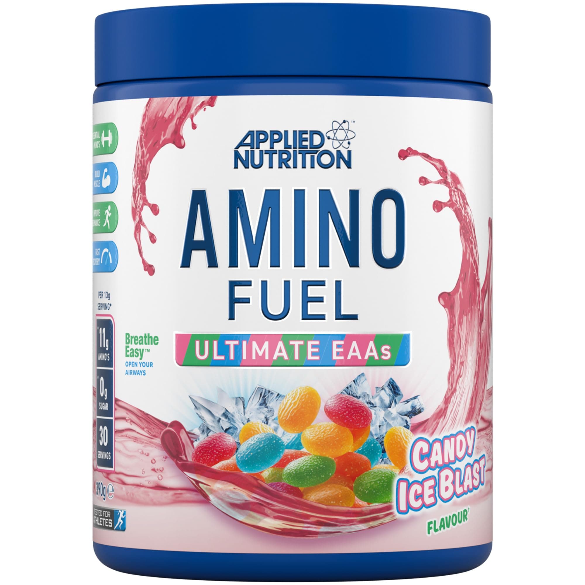 Amino Fuel - Amino Acids Supplement, EAA Essential Amino Acids Powder, Muscle Fuel & Recovery (390g - 30 Servings, Candy Ice Blast)