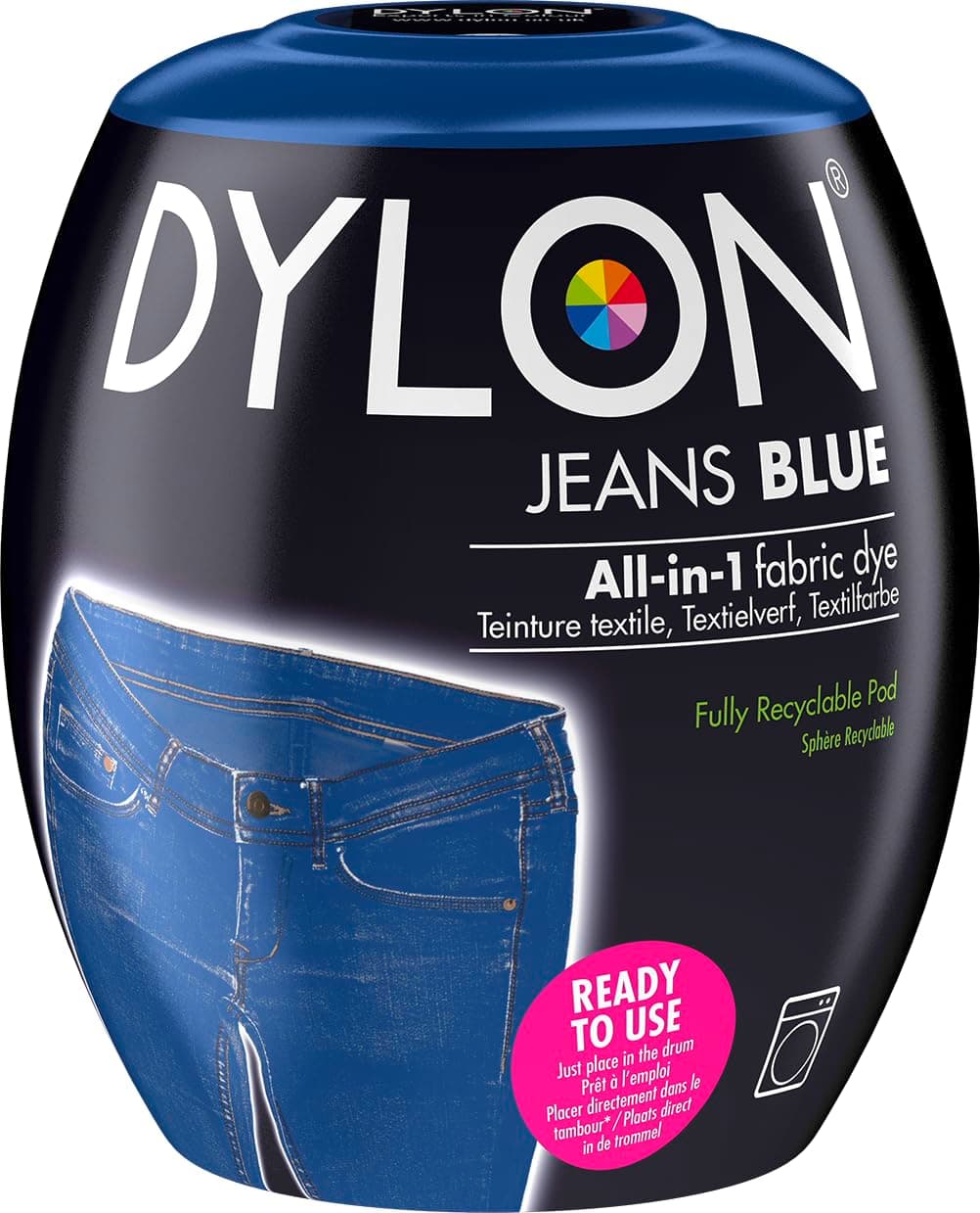 Jeans Blue - DYLON Machine Dye Pod, Jeans Blue, easy-to-use fabric colour for laundry, 12.3 oz (350 g)