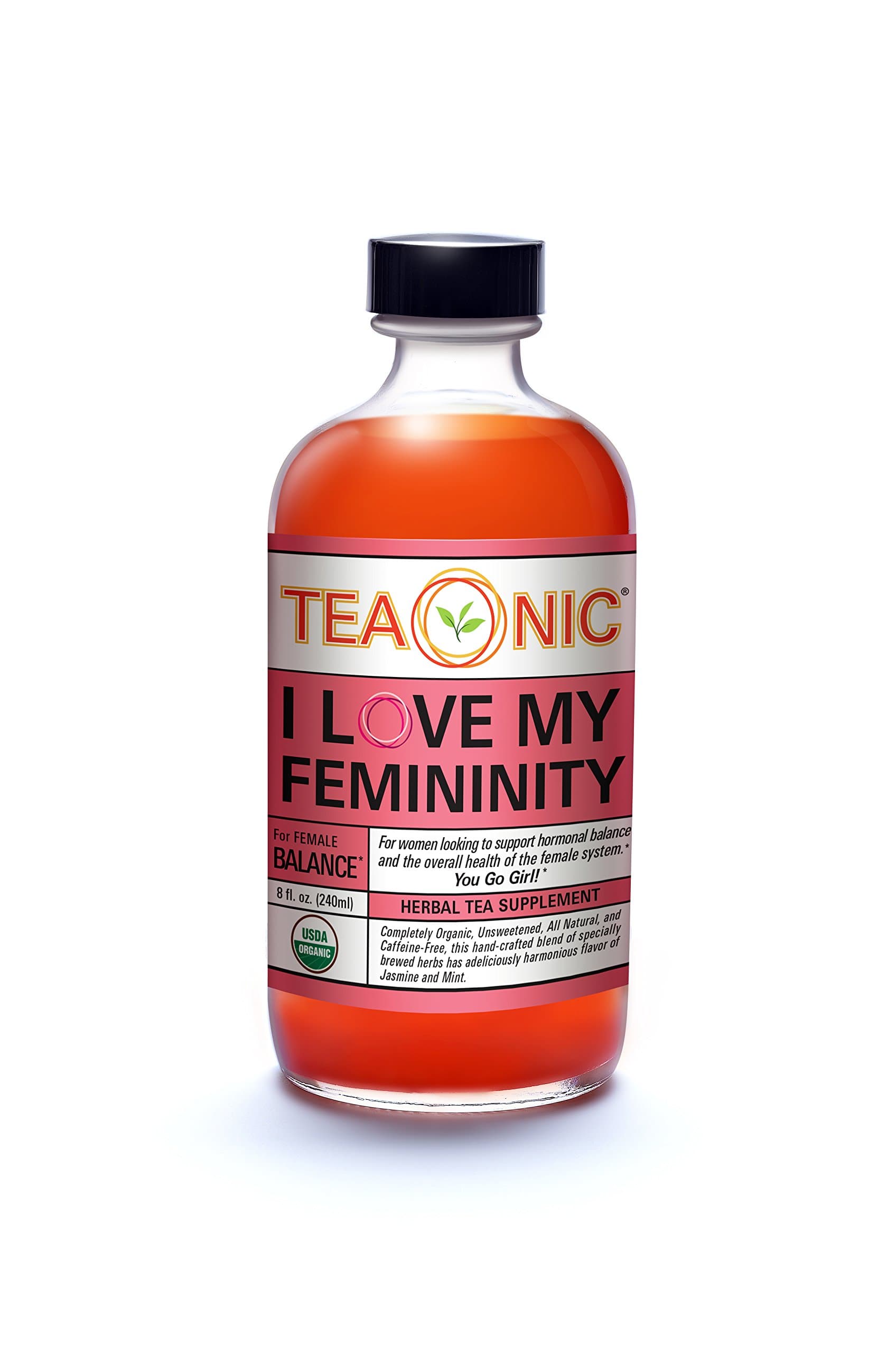 I LOVE MY FEMININITY - Sugar Free Tea - Herbal Tea Tonic - Hibiscus Tea - Spearmint Tea - Rooibos Tea Organic - Holy Basil Tea - Caffeine Free Tea - Hormone Balance - 8 fl oz. Each - 12 Pack - TEAONIC