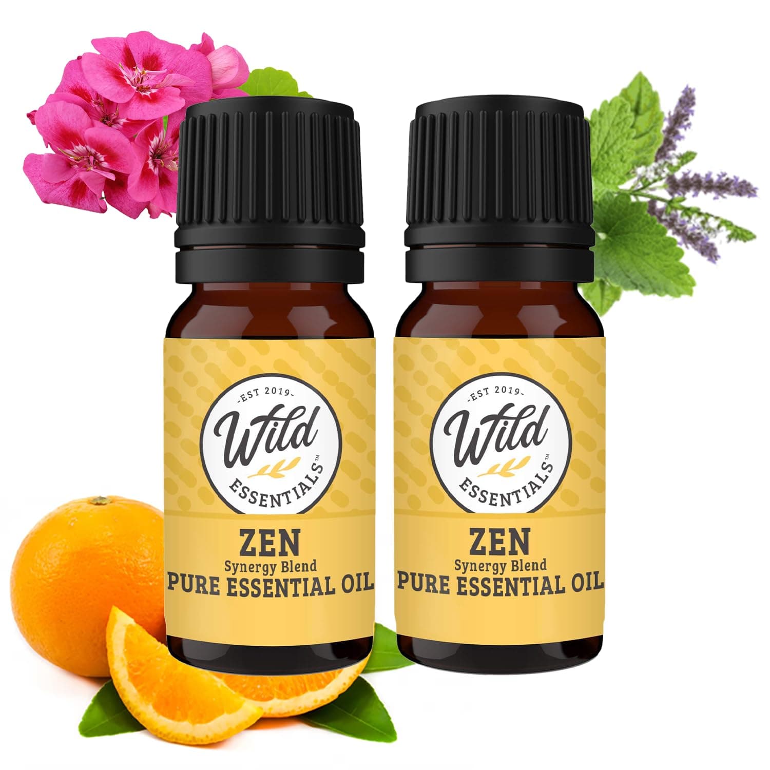 Wild 100% Pure Therapeutic Grade Zen Oil Blend Combo for Aromatherapy Diffusers - Two 10 ml Bottles - New Look! Same Great Blend! Made in the USA
