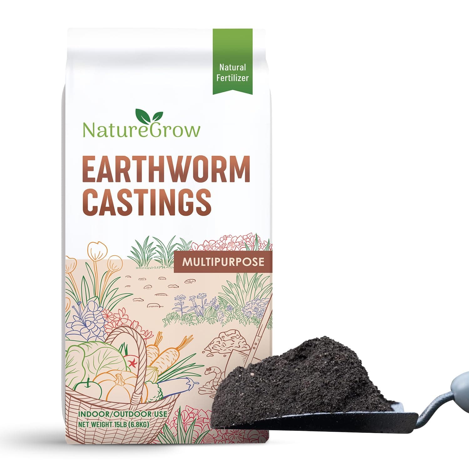 Earth Worm Castings 5LB - Organic Fertilizer Includes Humic Acid - Pure Worm Castings for Gardening