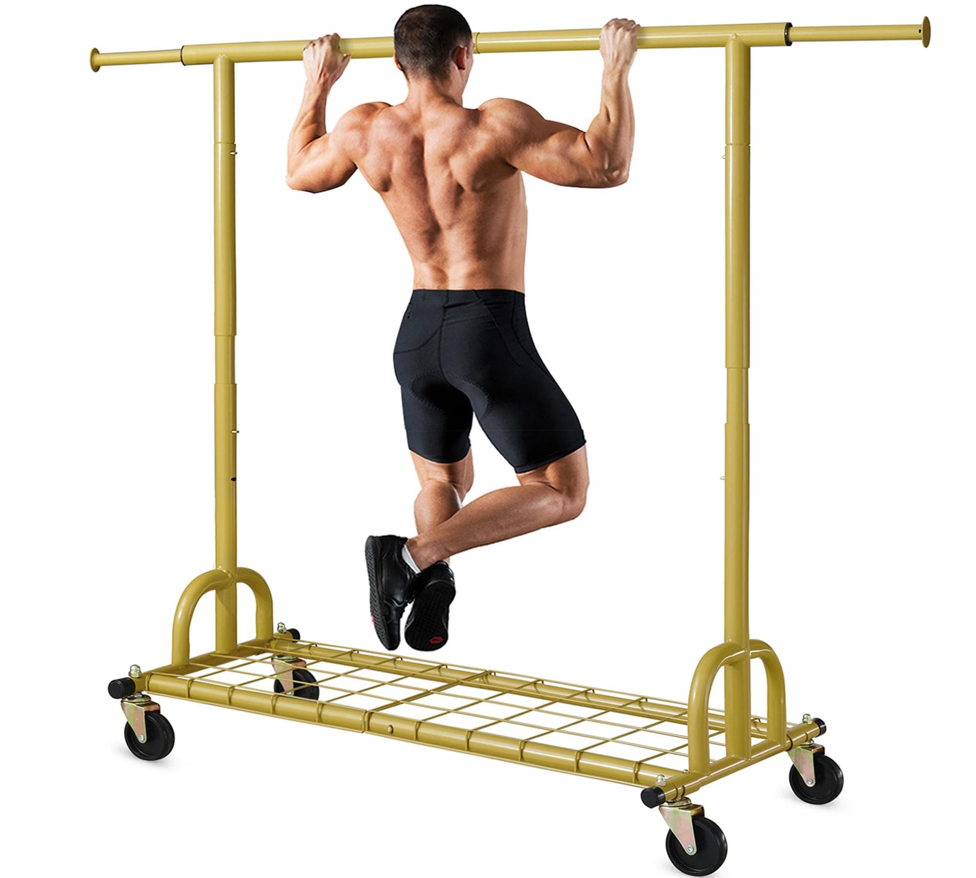 HOKEEPER Clothing Rack Gold Clothes Rack Heavy Duty Garment Rack for Hanging Clothes 525LBS Commercial Clothing Racks with Wheels for Bedroom, Laundry, Balcony, Living Room 22" D x 75" W x 71" H