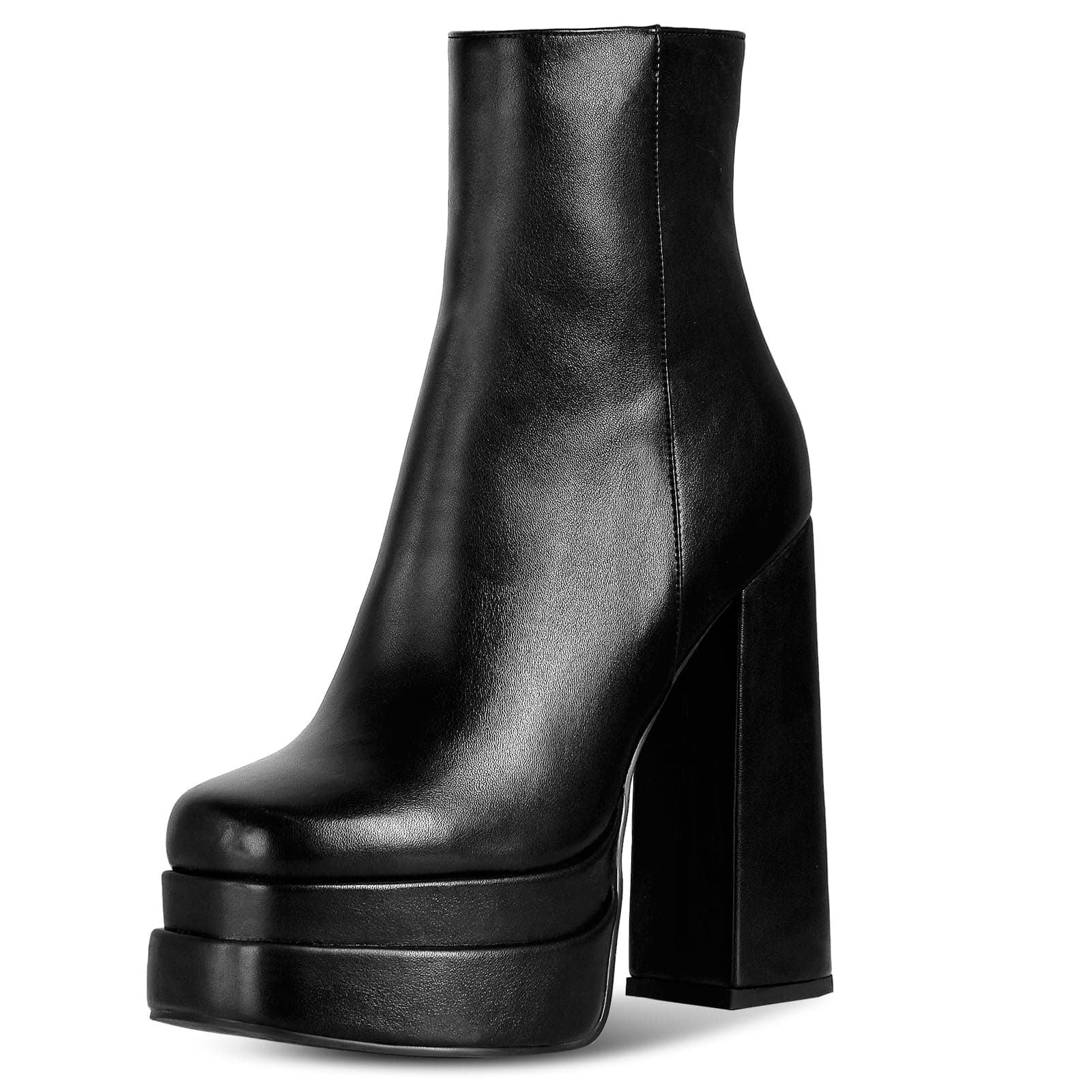 UUQPlatform Boots for Women - 5.5" Chunky Heel Ankle Booies Side Zipper & Square Toe Boots, Lady's Platform Booties for Fall & Winter Outfits