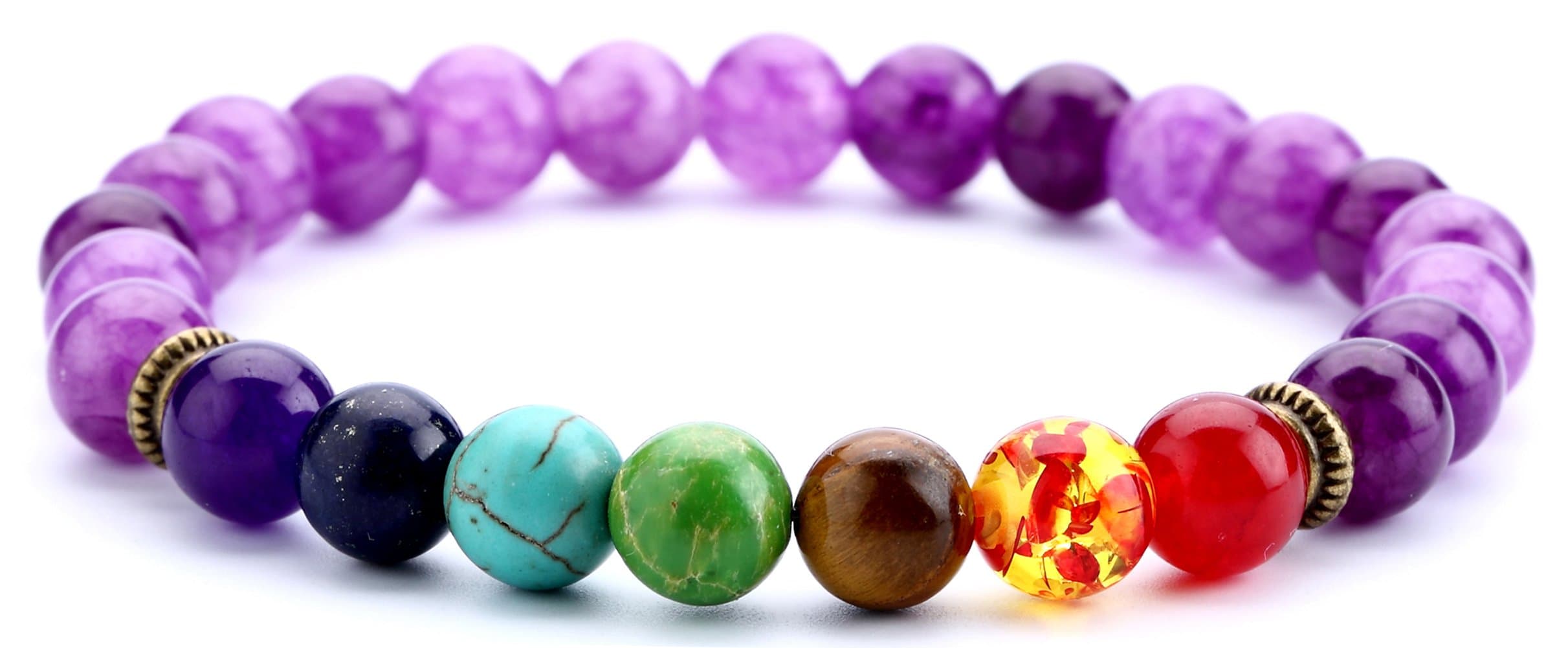HamoeryMen Women 8mm Lava Rock 7 Chakra Beads Chakra Bracelet Braided Rope Natural Stone Yoga Bracelet Bangle