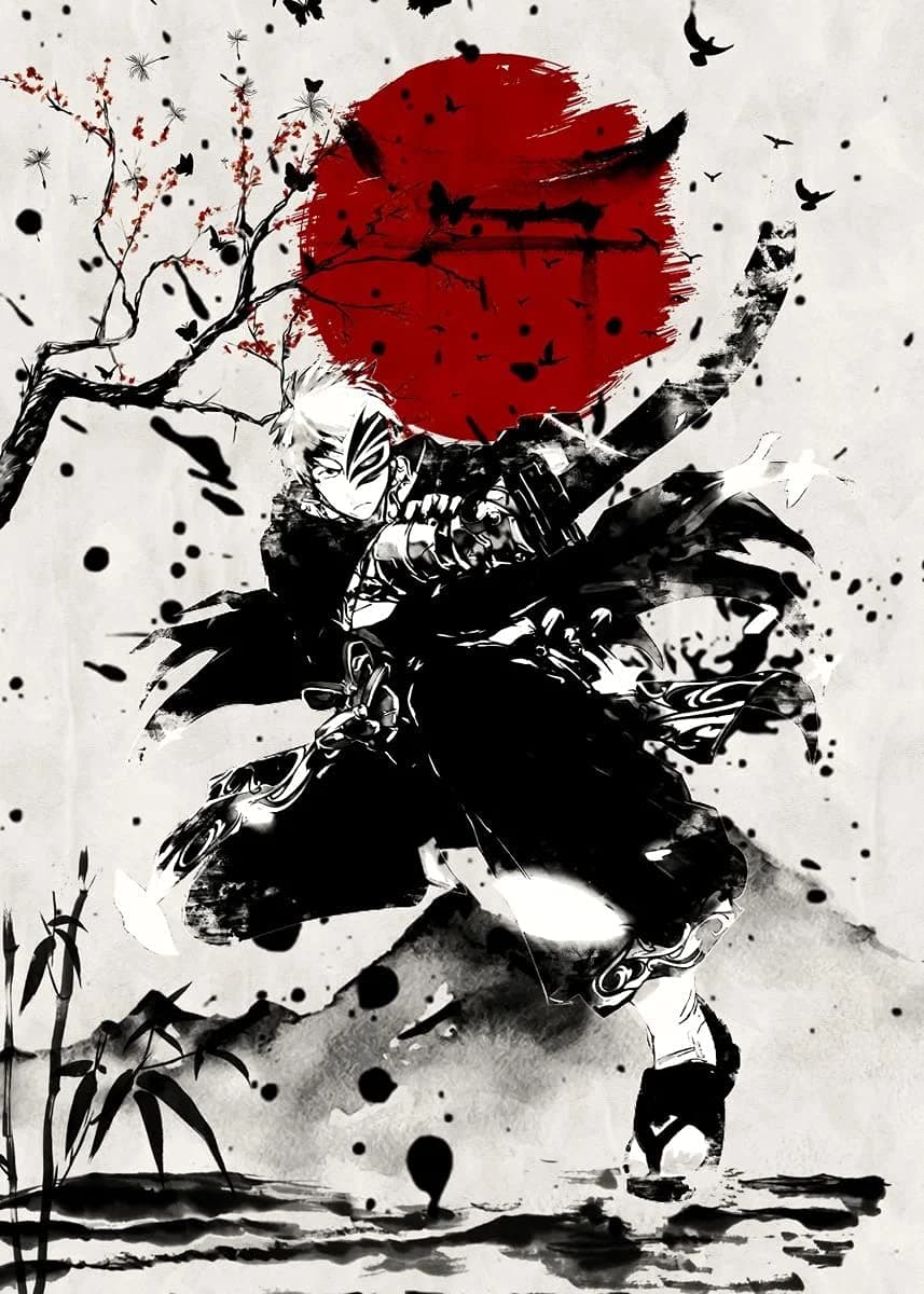 Kurosaki Ichigo Bleach Japanese Manga Anime Red Sun Print Poster Wall Art Picture A4 +