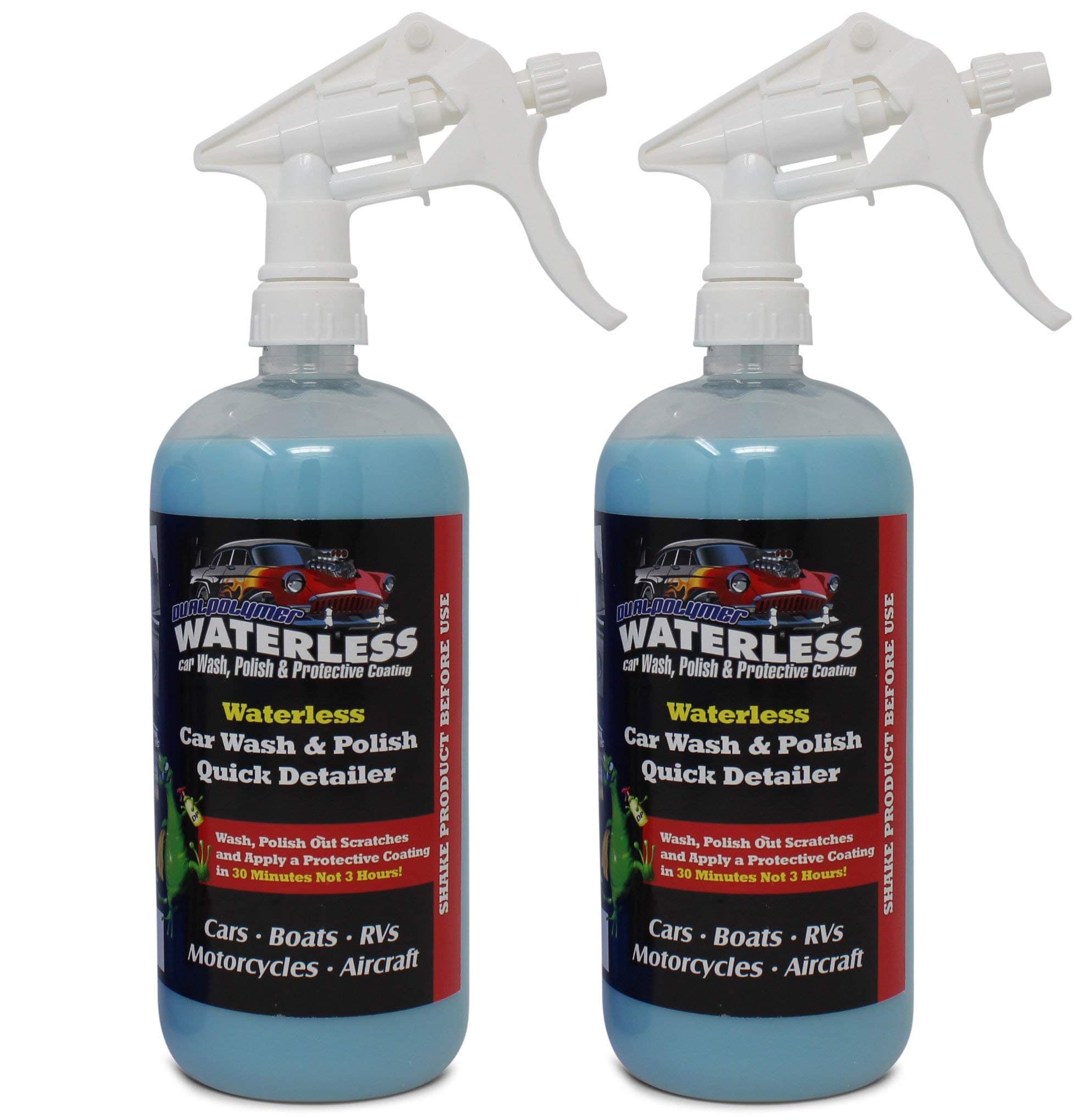 Waterless No Rinse Car Wash, Wax and Polish | Acrylic Based Auto Detailing and Polishing Product | Made in The USA (2 Pack (64oz))