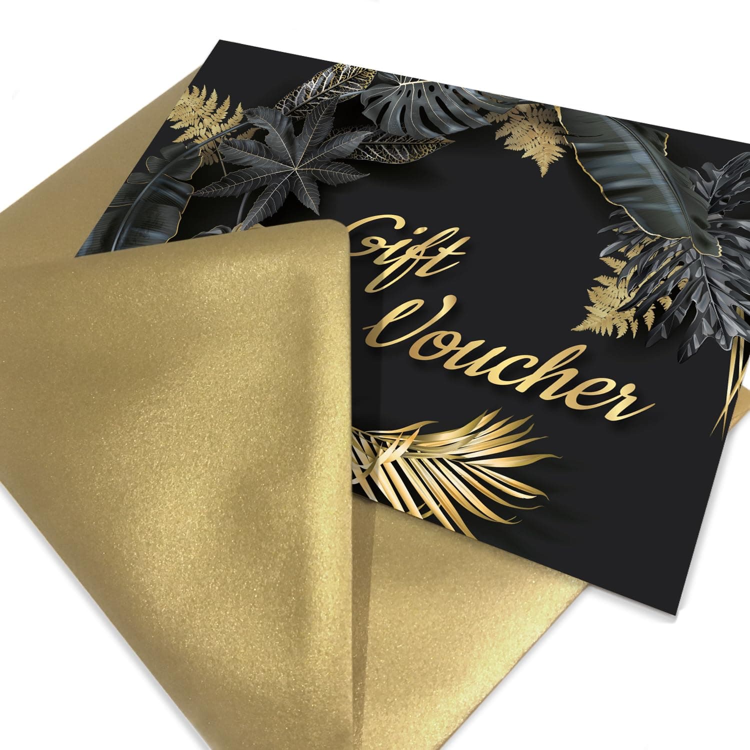 Gift Vouchers with Envelopes, Black and Gold Blank Gift Certificate Cards, A6 Size Gift Cards, Ideal for Businesses, Beauty Salons, Wedding, Restaurant, Christmas, Birthday (20 Pack)