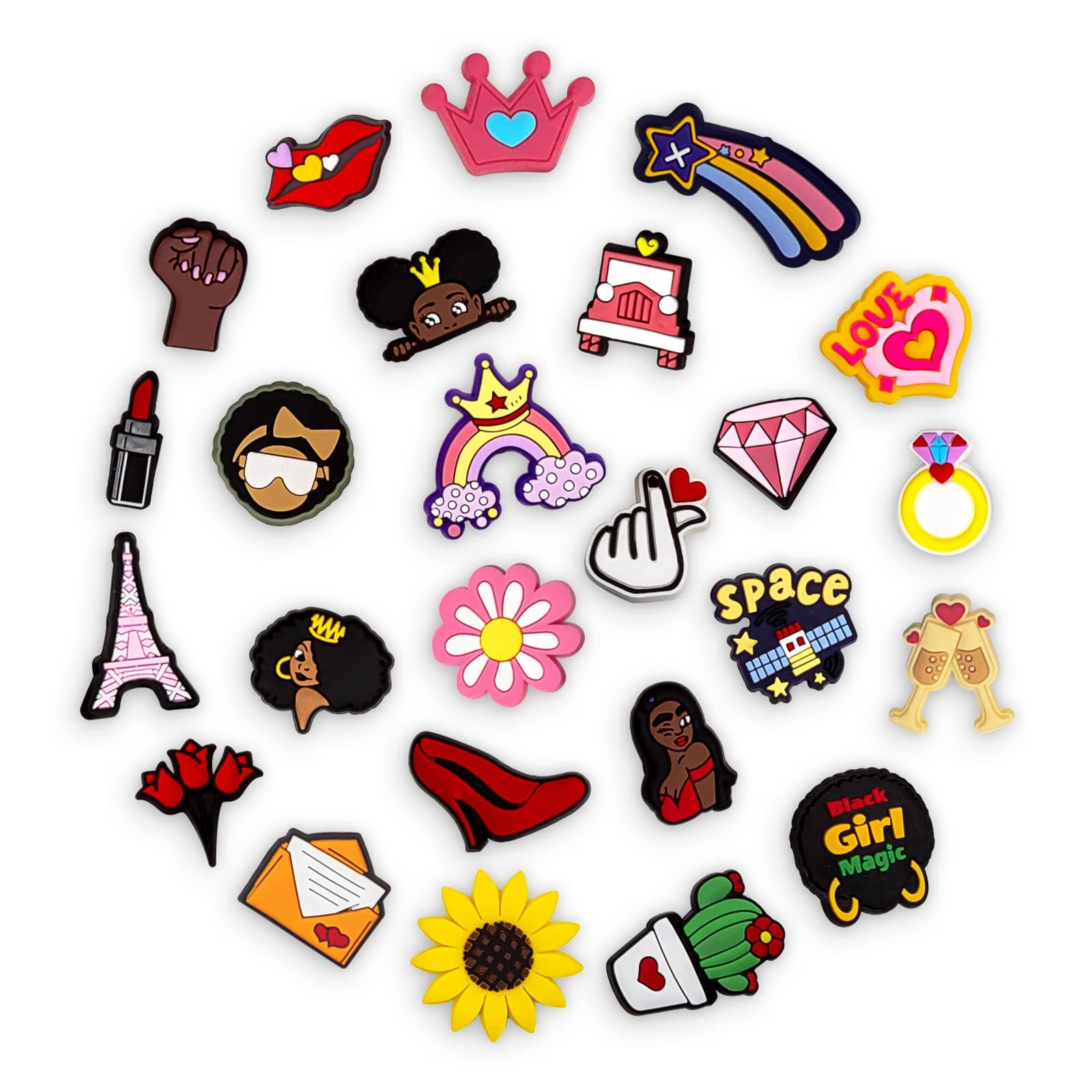 INMAKERShoe Charms, 25 100 PCS Decoration Charms for Girls Women Kids and Men