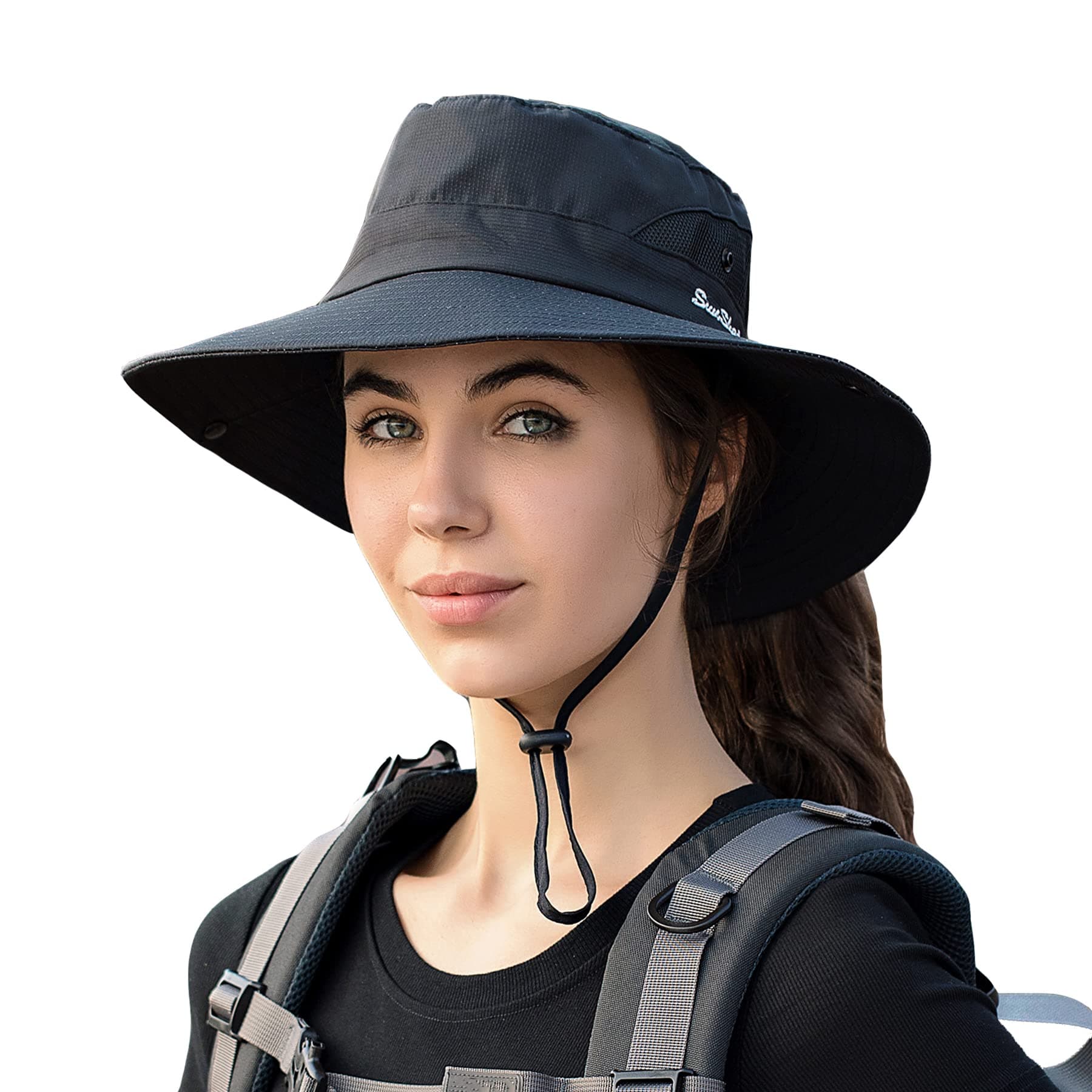 NPJYSun Hats for Women Men 3” Wide Brim UPF 50+ Fishing Beach Bucket Hats