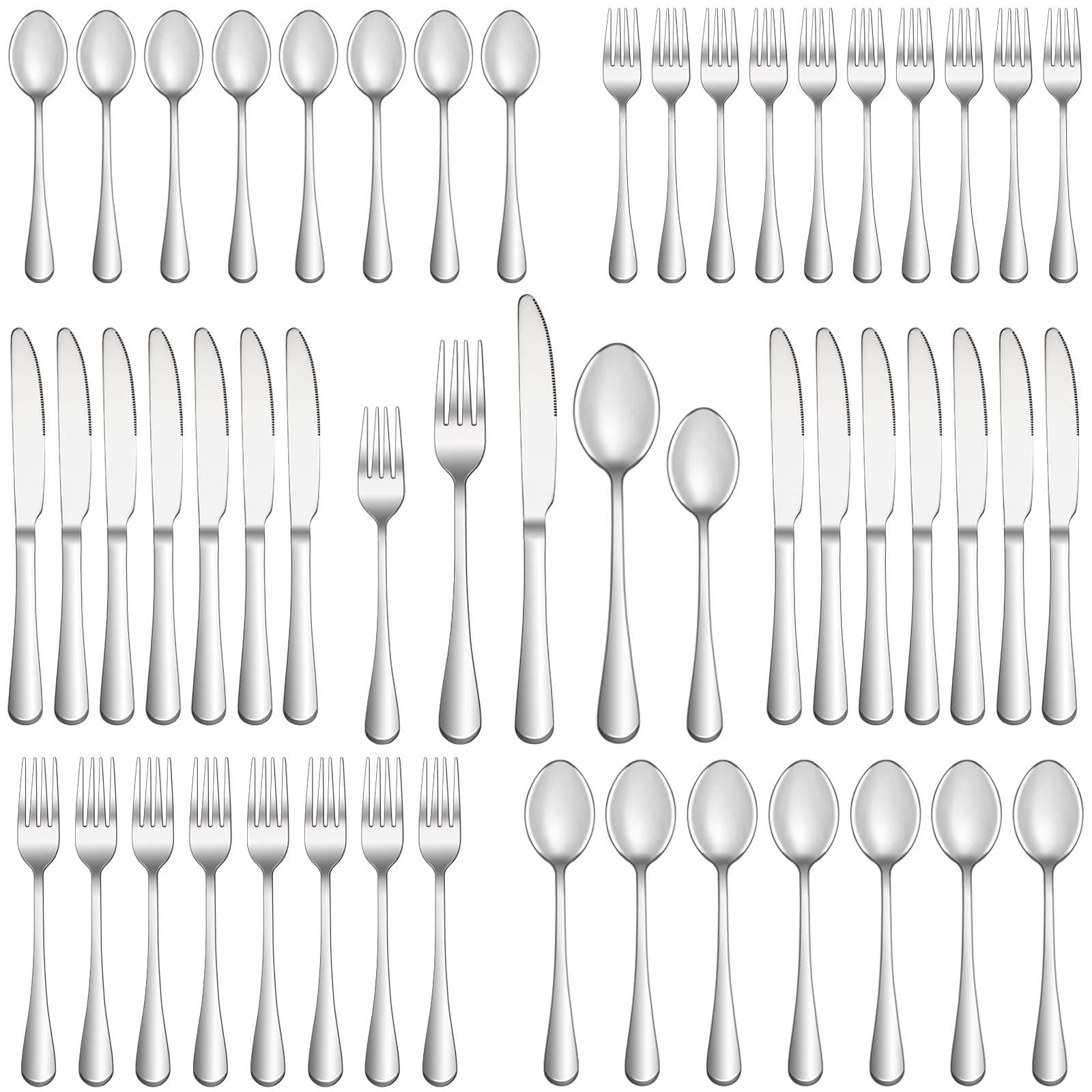 60 Piece Silverware Set Service for 12,Premium Stainless Steel Flatware Set,Mirror Polished Cutlery Utensil Sets,Durable Home Kitchen Eating Tableware Sets,Include Fork Knife Spoon,Dishwasher Safe