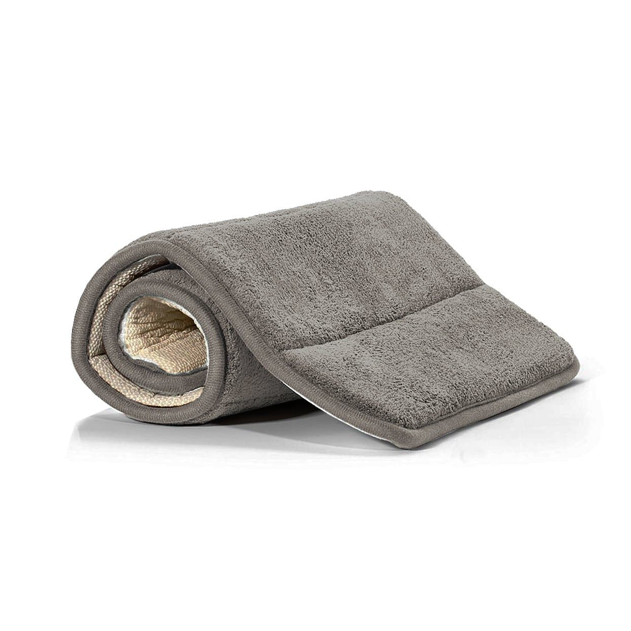 GRECUTE Bathroom Rug Mat (32‘’ x 20‘’), Microfiber Rug, Soft Absorbent Shaggy Rug, Plush Carpet Mats for Tub, Shower and Bath Room (Grey-3)