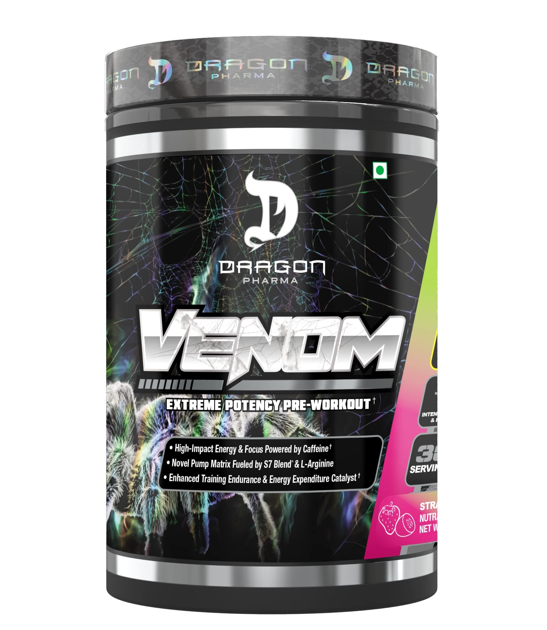 Dragon Pharma Venom Strawberry Kiwi -500gm for LASER SHARP FOCUS + ENERGY