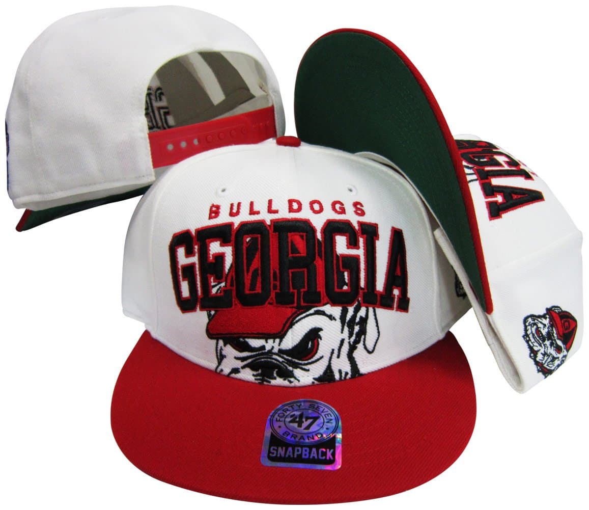 Georgia Bulldogs Two Tone Big Logo Plastic Snapback Adjustable Plastic Snap Back Hat / Cap