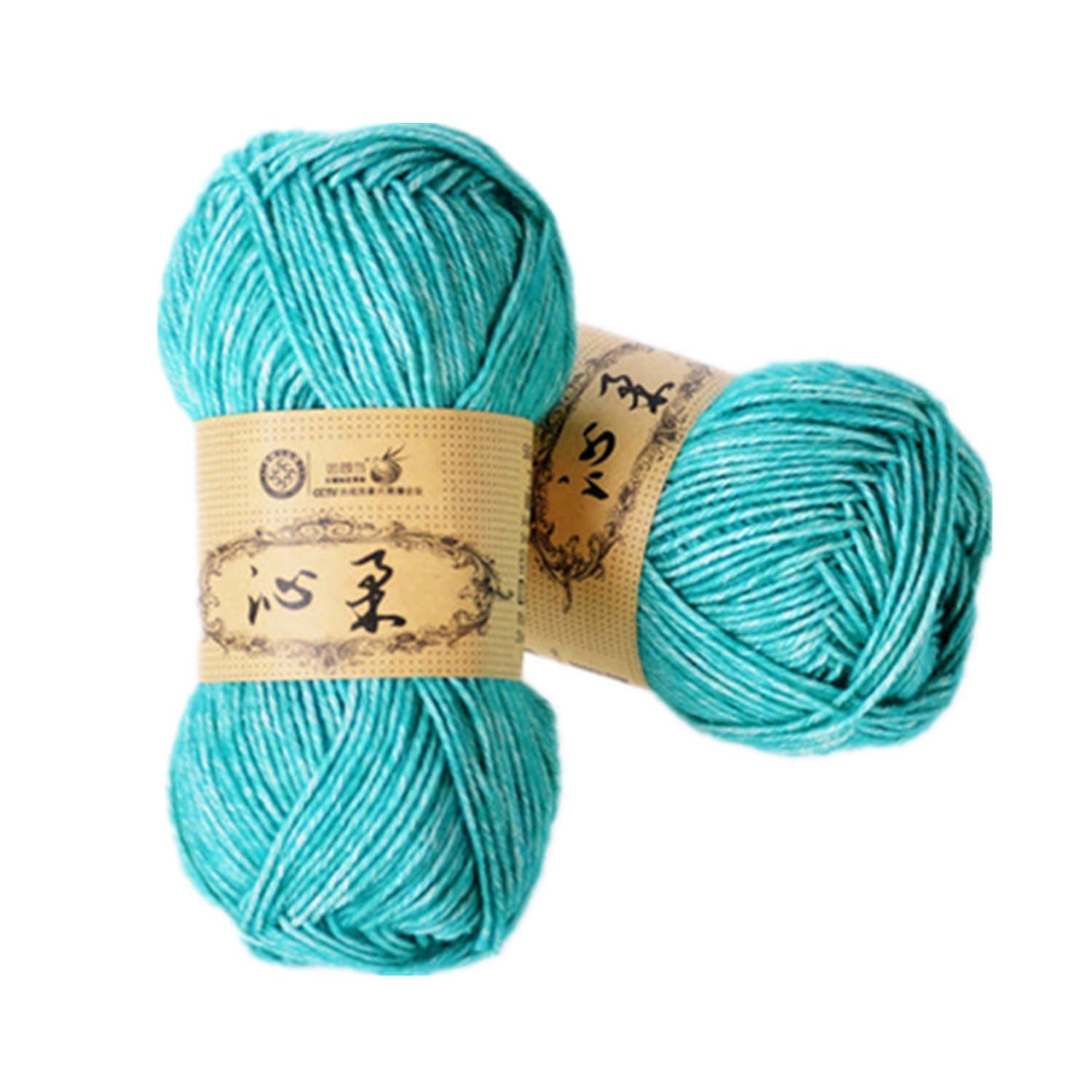 Celine lin 2 Skeins Hand Knitting Cotton Yarn Baby Thread Crochet Cotton Warm Baby DK Line,Light Green and White