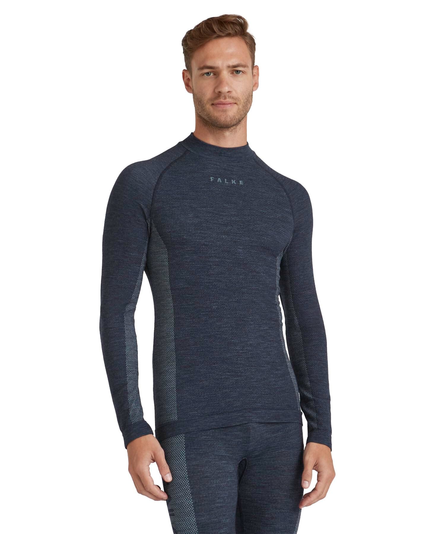 FALKEMen's Wool-Tech Trend High Neck Longsleeved Sports Functional Shirt Thermal Underwear Cold To Very Cold Weather Breathable Climate-Regulating Odour-Neutralising Sustainable Functional 1 Piece