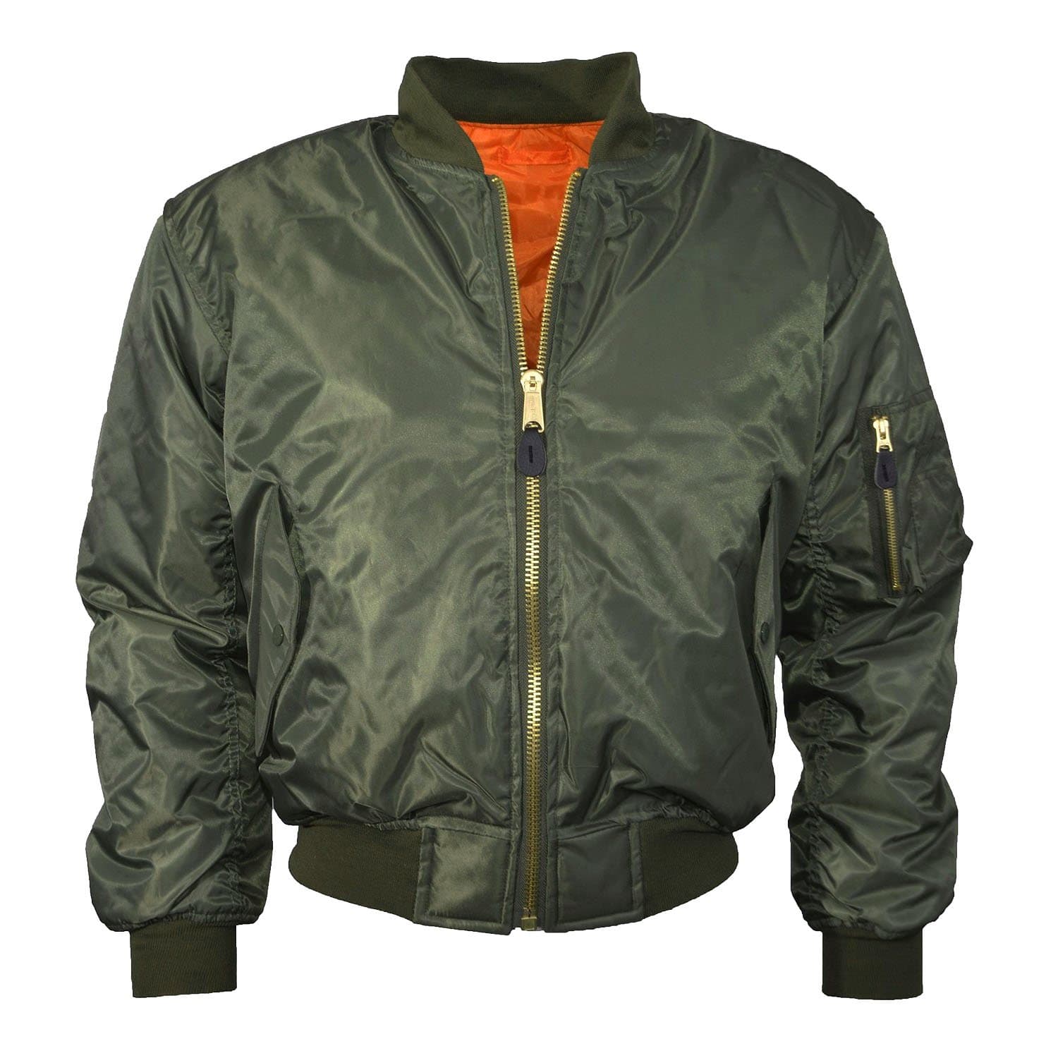 MA1 BOMBER JACKET WITH HEAVY BRASS ZIP (3XL, SAGE GREEN)