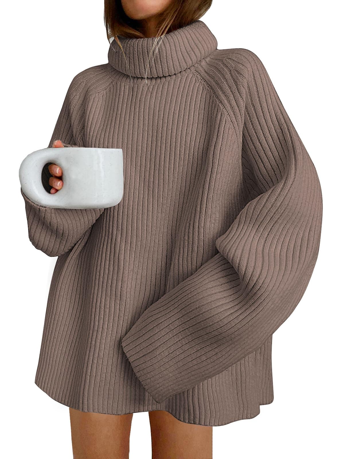 LILLUSORYWomens Turtleneck Oversized Chunkys Dress Long Knit Cashmere Tunic Pullover Chunky Fall Trendy 2025