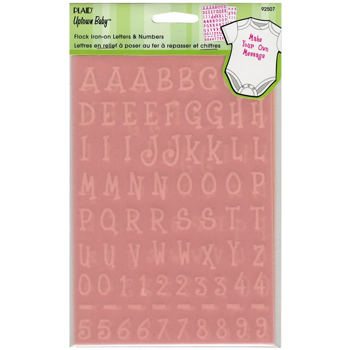 Uptown Baby Flock Iron on Appliques, Baby Girl Pink Alphabet