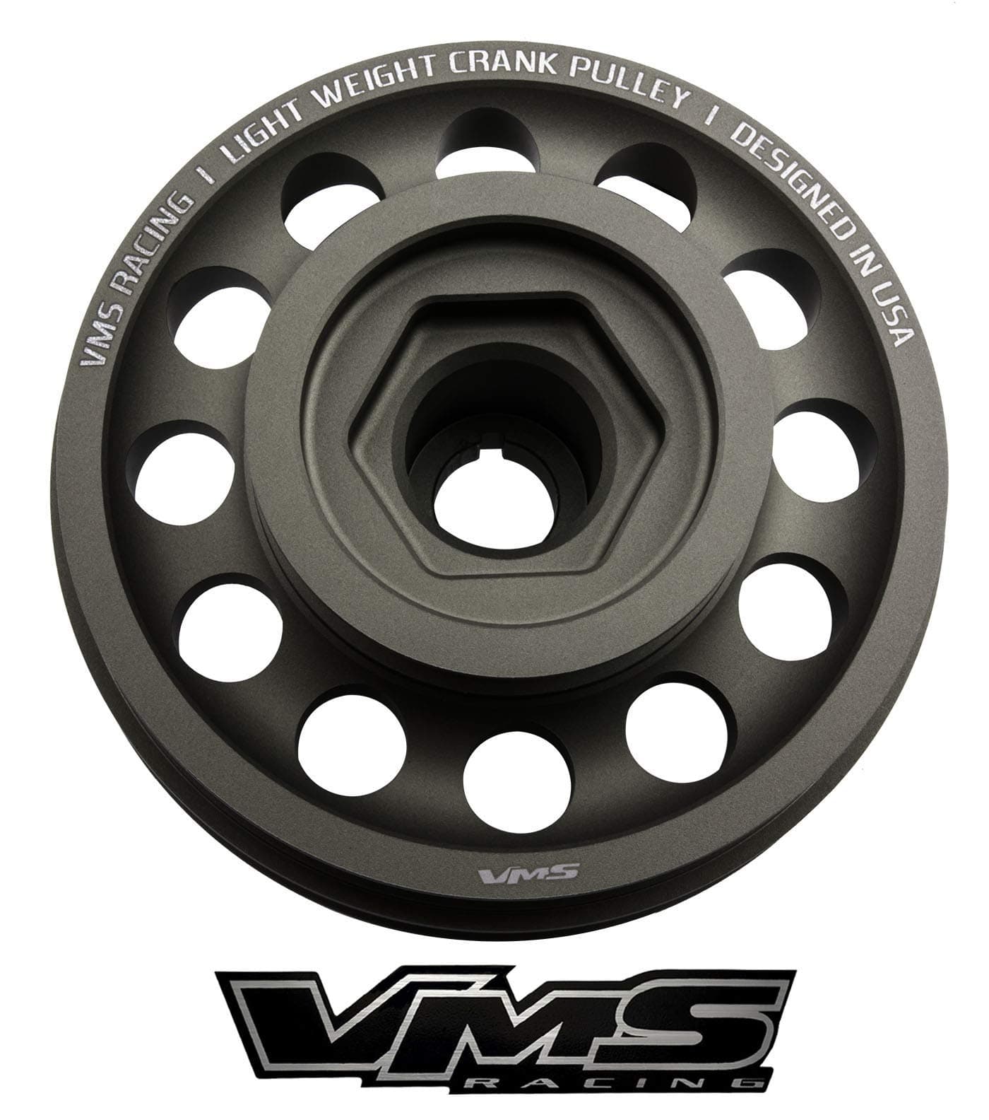 VMS RACING 96-00 Light Weight Billet Aluminum Crankshaft CRANK PULLEY Compatible with Honda Civic SOHC 1.6L D15 D16 1996-2000 & Acura EL Engines ONLY OEM SIZE (uses same belts)