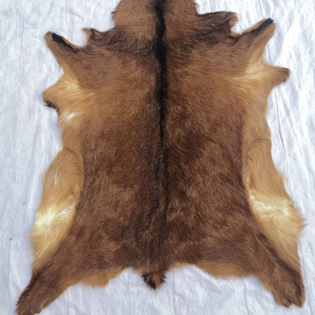 Asuprui Red Deer Hide Rug Deer Skin Rug Deer Taxidermy Fireplace Deerskin Decor Reindeer Hide Area Rug Animals Mat Carpet for Home, Office, Bedroom Taxidermy Hunting Collectable 3.2x2.1ft