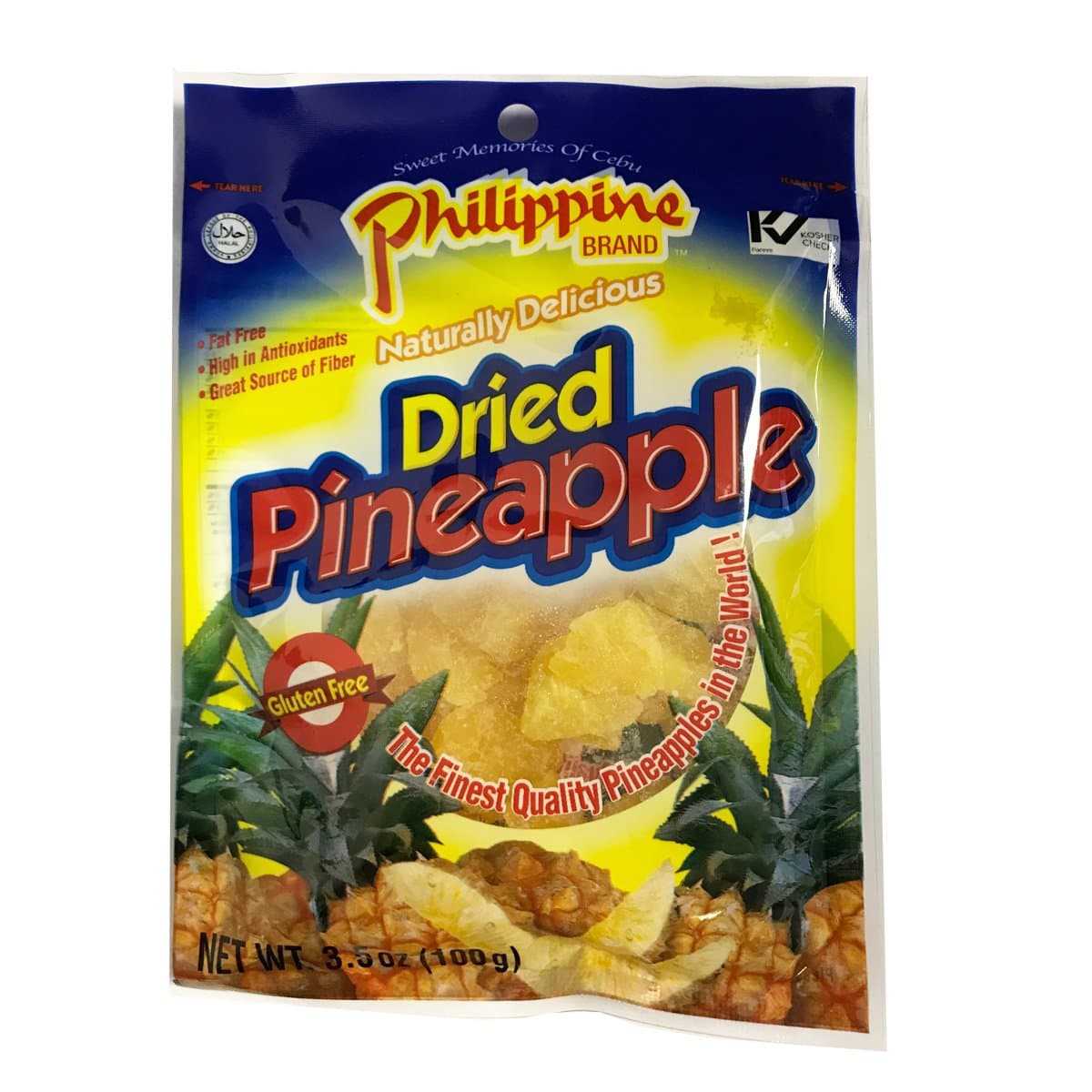 Philippine Brand Dried Pineapples, 3.5oz/100g (10 Packs)
