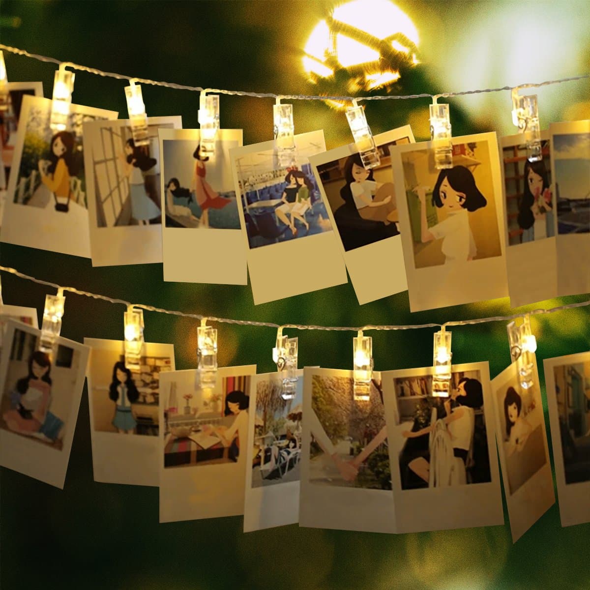 Photo Clip String Lights,Hang Pictures,Artwork,Card Memos,Painting for Bedroom,Dorm, Kids Room Christmas Party Starry Lights, Battery Powered,30LED (Warm White,2-Pack)