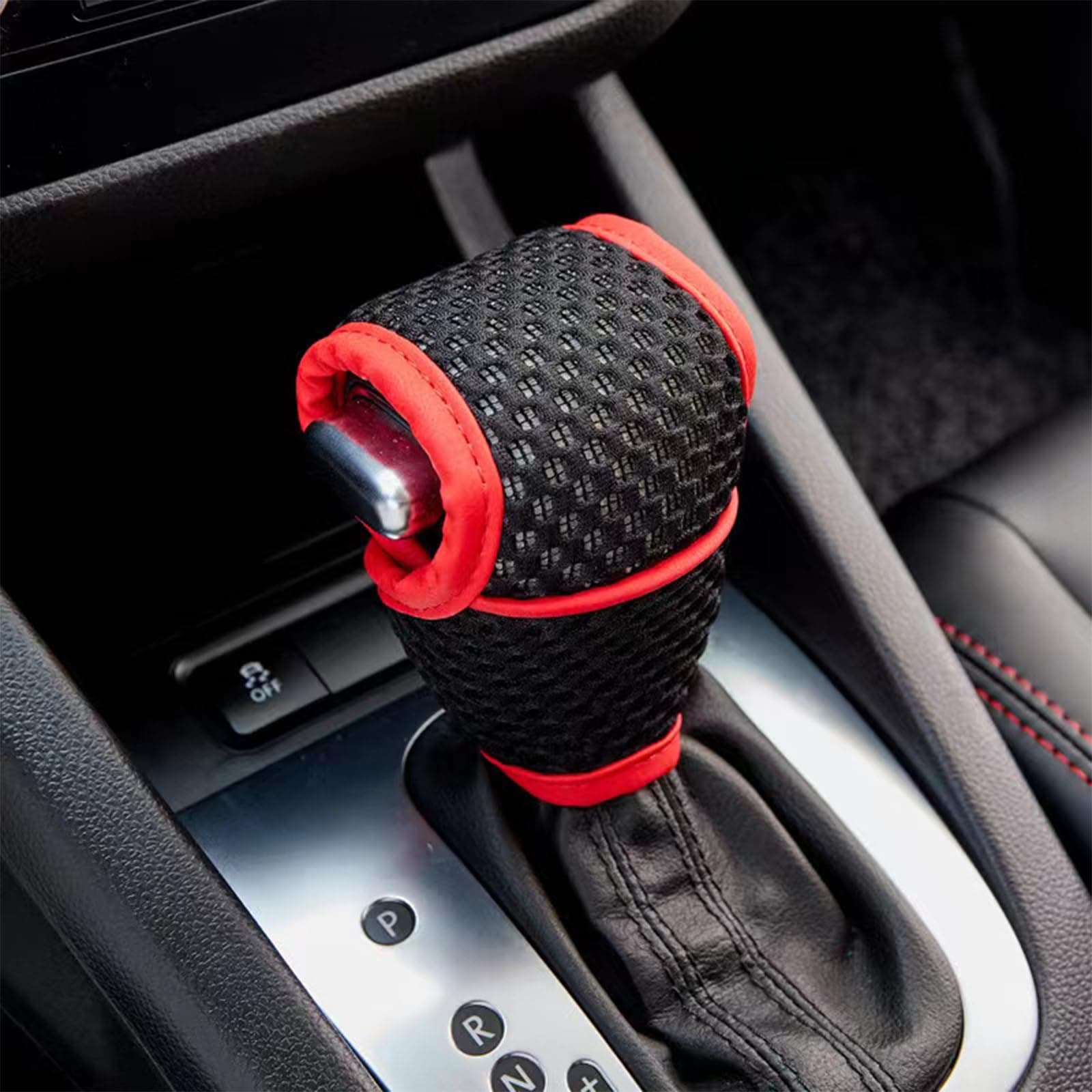 Car Gear Shift Knob Cover, Automotive Automatic/Manual Stick Gear Shifter Knobs Cover, Shifting Handle Protector, Vehicle Interior Decoration Accessories Universal for Car, SUV, Truck (Red)
