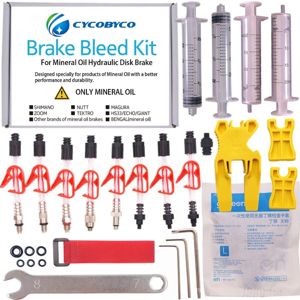 CYCOBYCO Mineral Oil Bicycle Hydraulic Disc Brake Bleed Kit for All Series Shimano/Magura/Tektro/Zoom/CSC/Echo/Giant / HS33 / Nutt Cycling
