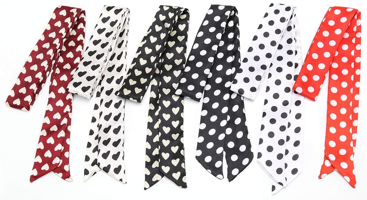 Obosoyo 6pcs Fashion Bag Handbag Handle Ribbon Scarf Neckerchief Scarf Package Band Hair Head Decoration