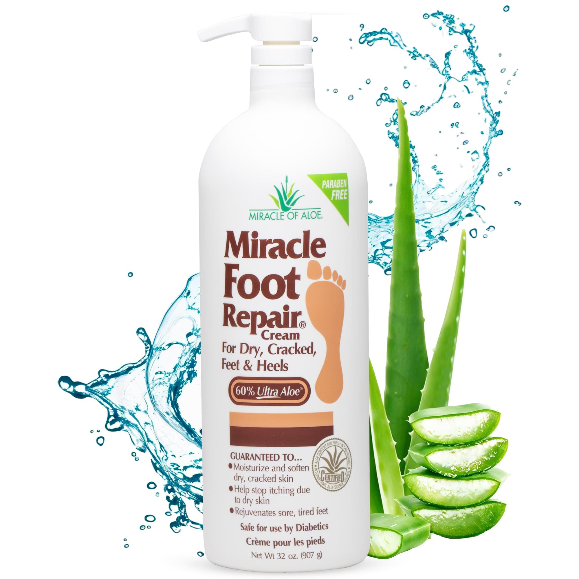 Foot Repair Cream, 32 oz Repairs Dry Cracked Heels and Feet, Diabetic-Safe, 60% Pure Ultra Moisturizes, Softens, and Repairs, Relief for Ingrown Toenails