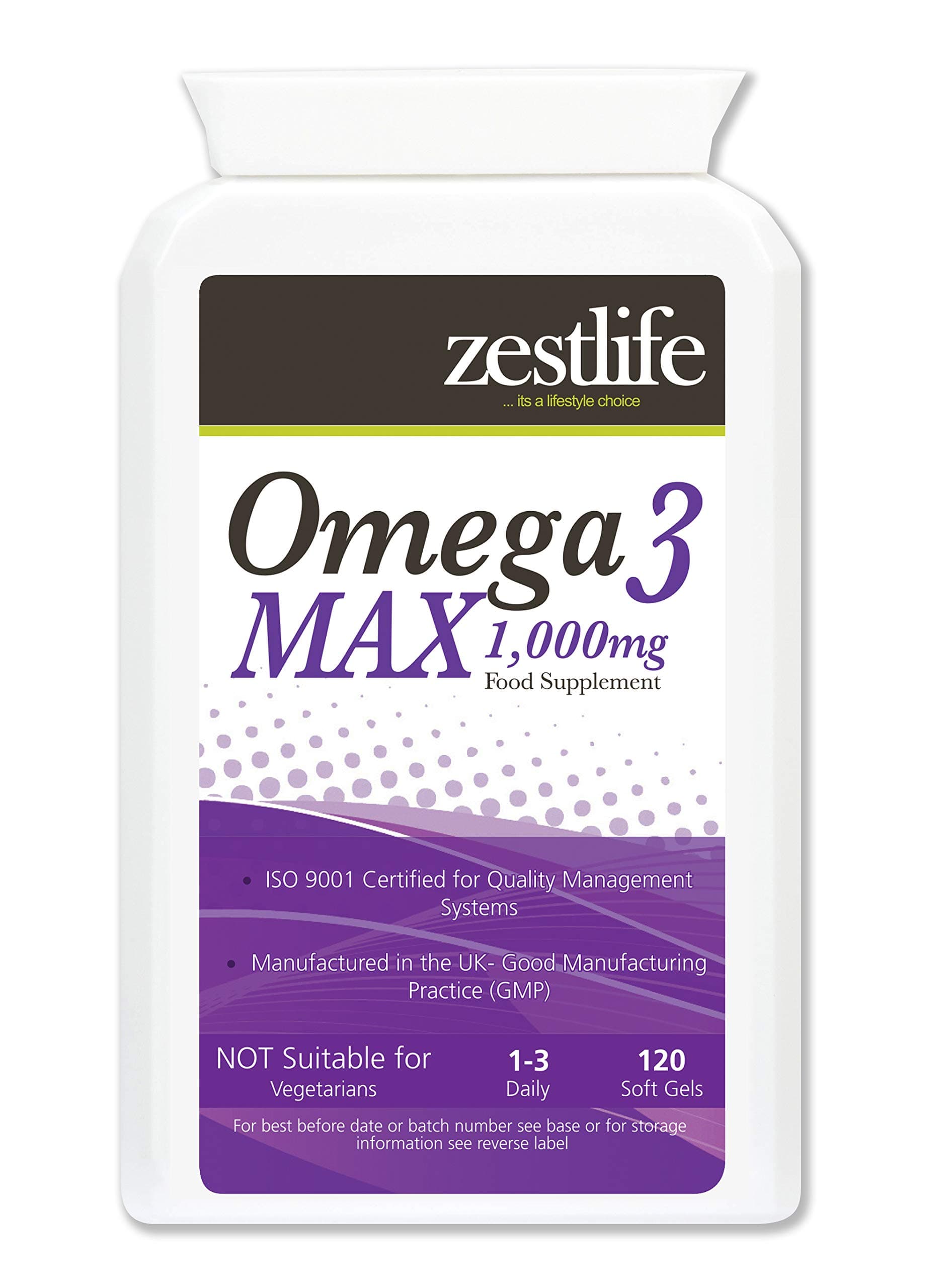 Zestlife Omega 3 MAX Fish Oil | 3 Essential Fatty Acids (EPA and DHA) | 1000mg x 120 Soft Gels