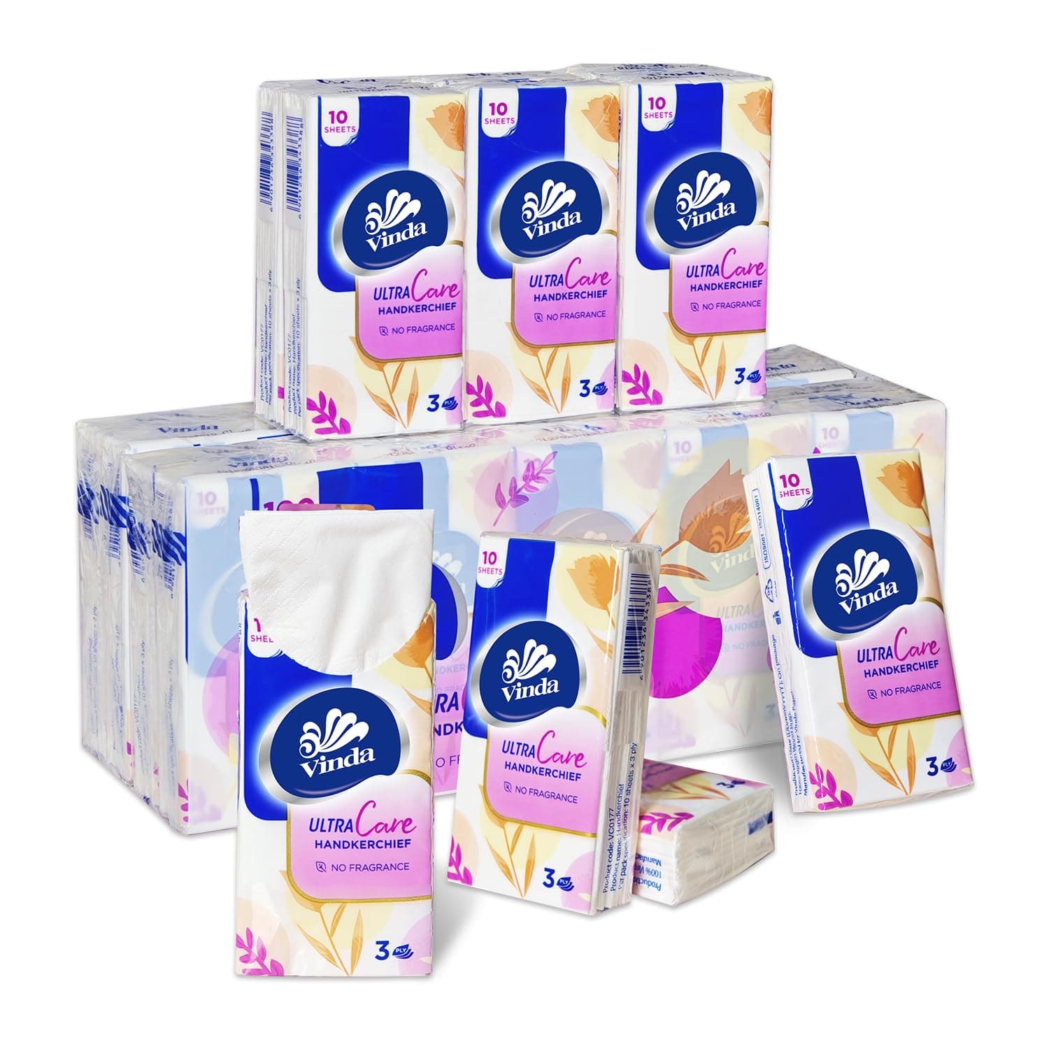 3-Ply Ultra Care Pocket Tissues, Travel Size (30 Packs of 10 Tissues)
