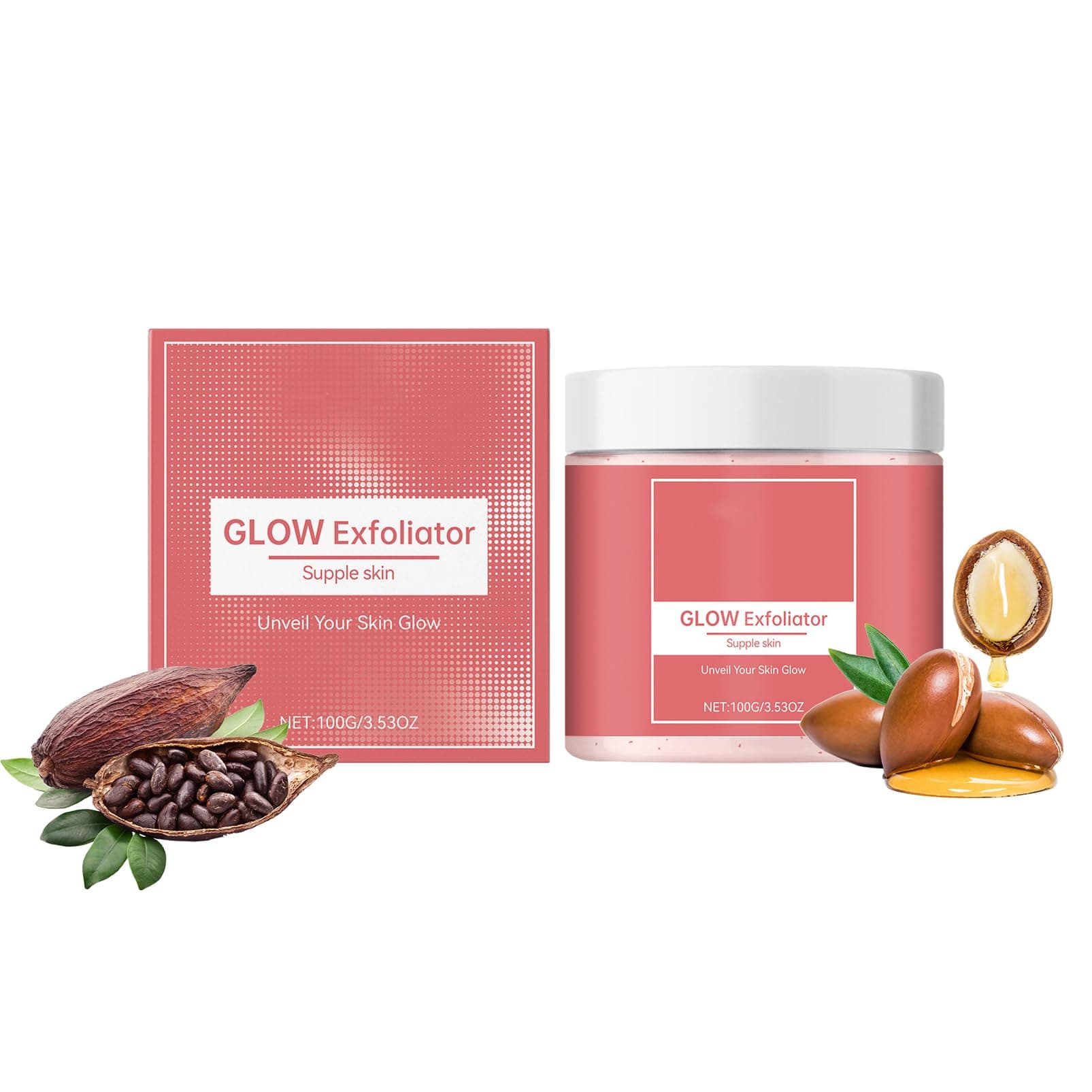 Glow Exfoliator Face Scrub - Face Scrub For Women - Exfoliating Face Wash With Jojoba Seed Oil & Shea Butter - Vegan Face Exfoliator For Soft, Smooth Skin - Exfoliator Gentle Enough for Daily Use