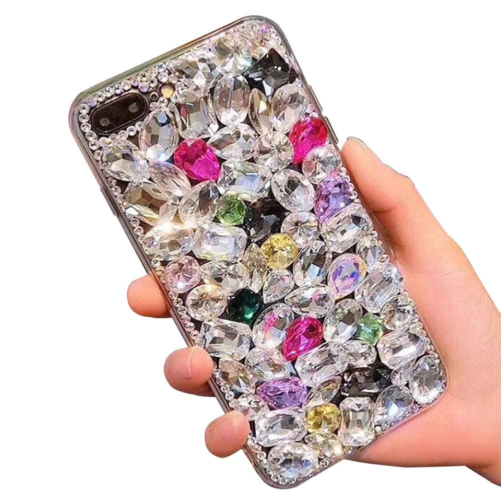 Aearl for iPhone Xs Max 6.5 inch Bling Diamond Case 3D Homemade Luxury Sparkle Crystal Rhinestone Shiny Glitter Full Clear Stones Back Phone Cover-Colorful