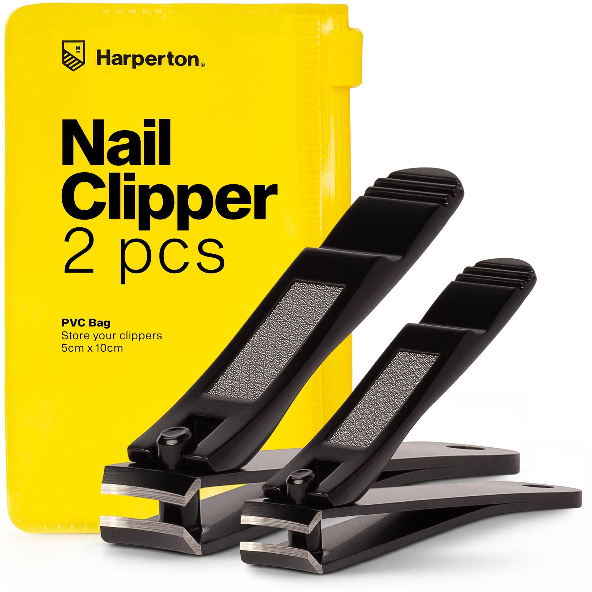 Nail Clippers for Thick Nails - 2 Pack Heavy Duty Toenail & Fingernail Clippers for Men Precision Stainless Steel Cutter Set with Travel Case (Black)