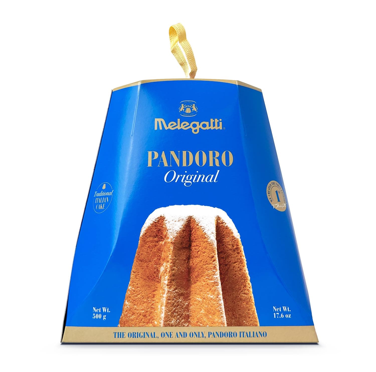 Melegatti Original Pandoro, 500g (17.6oz, 1.10lb), With Real Butter & Natural Mother Yeast, Original Italian Recipe, Holiday Cake, Italian Import (Pack of 1)