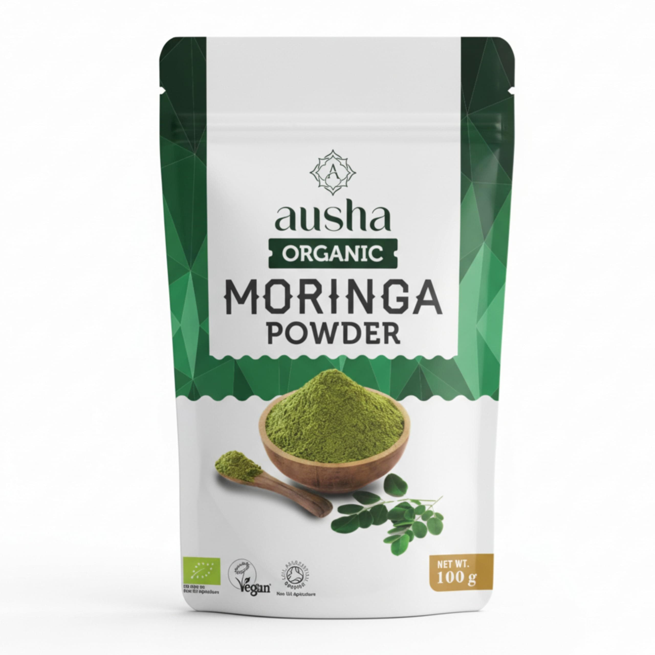 Ausha Organic Moringa Leaf Powder 500g - UK Certified Organic by Soil Association