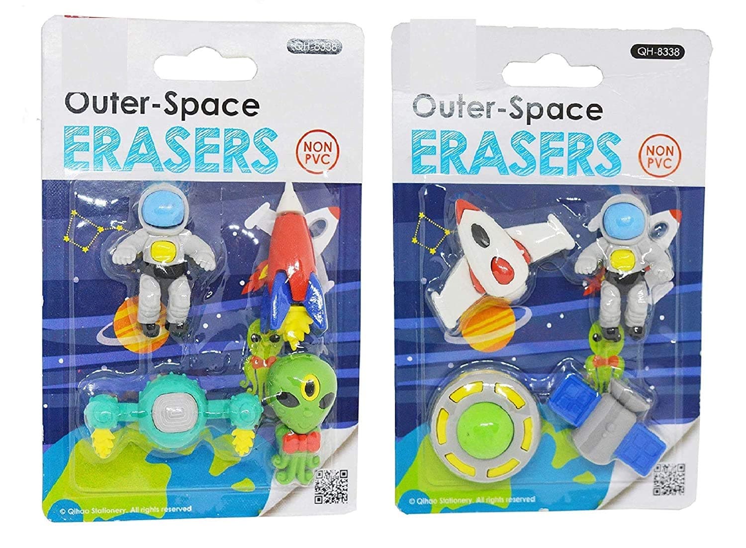 Crackles Cutest Global Astronaut Outer Space Solar Pattern Erasers - Set of 2 for Birthday Gifts for Kids (Total Eight Erasers) for Birthday Return Gifts