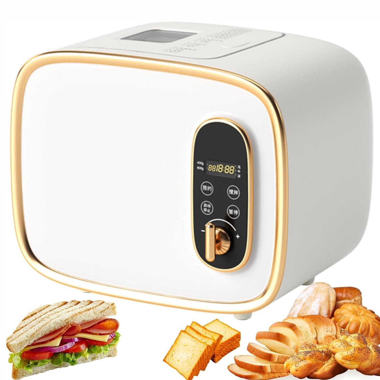 Smart Bread Maker,13-in-1 Automatic Bread Maker Machine With Ceramic Pan,15h Timer&1h Keep Warm,600g Dough Maker with Intelligent Temperature Control Sourdough,for Gluten Free,Dough