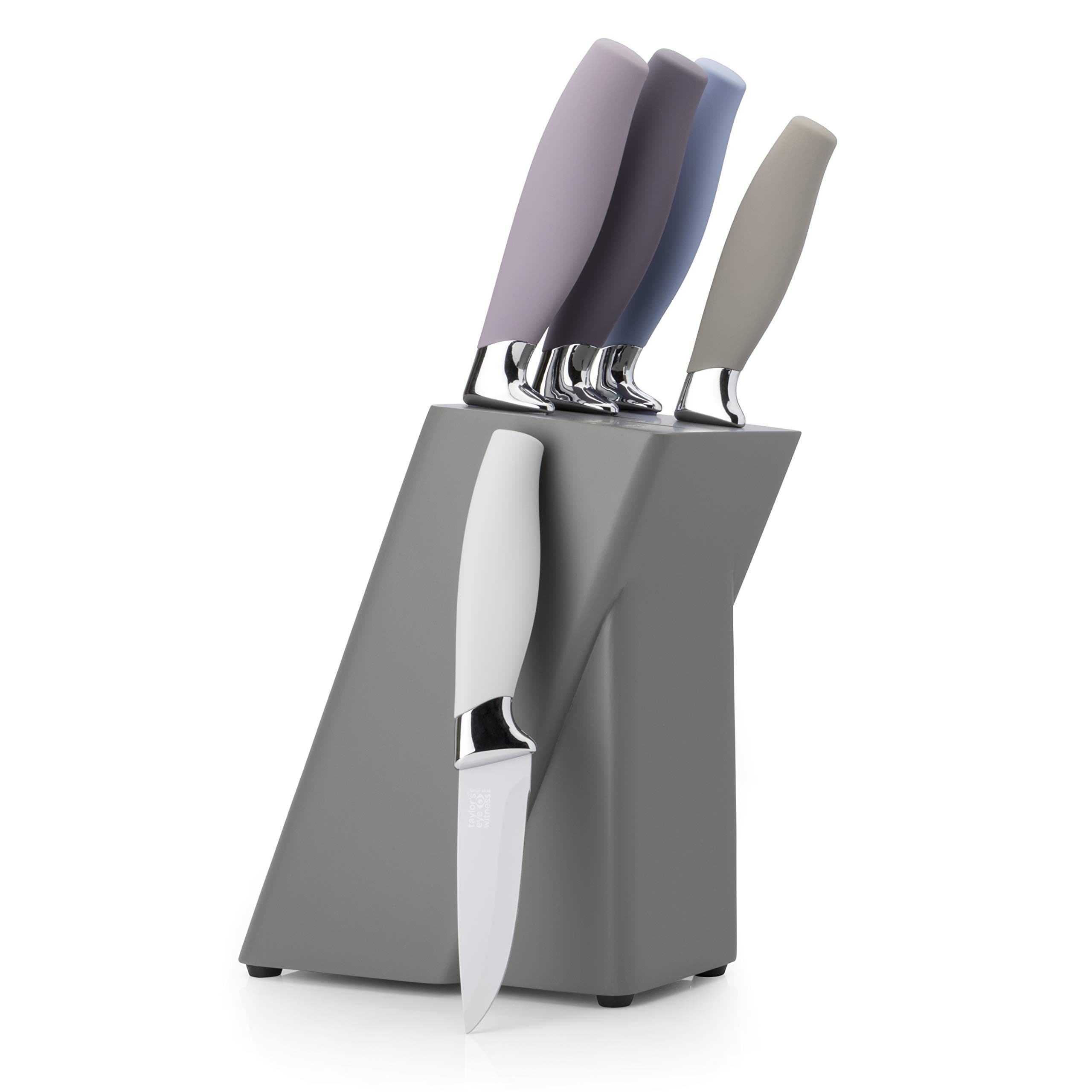 Taylors Eye Witness 5 Piece Kitchen Knife Set Brooklyn Stainless Steel Coated Soft Grip Block